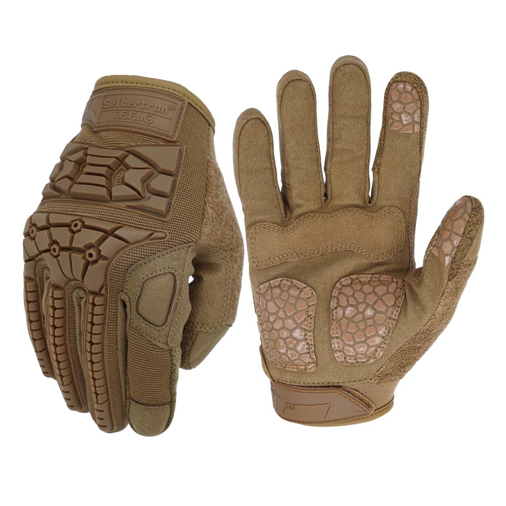 Seibertron T.T.F.I.G 2.0 Men's Tactical Military Gloves Flexible Rubber Knuckle Protective for Combat Hunting Hiking Airsoft Paintball Motorcycle Motorbike Riding Outdoor Gloves - 1