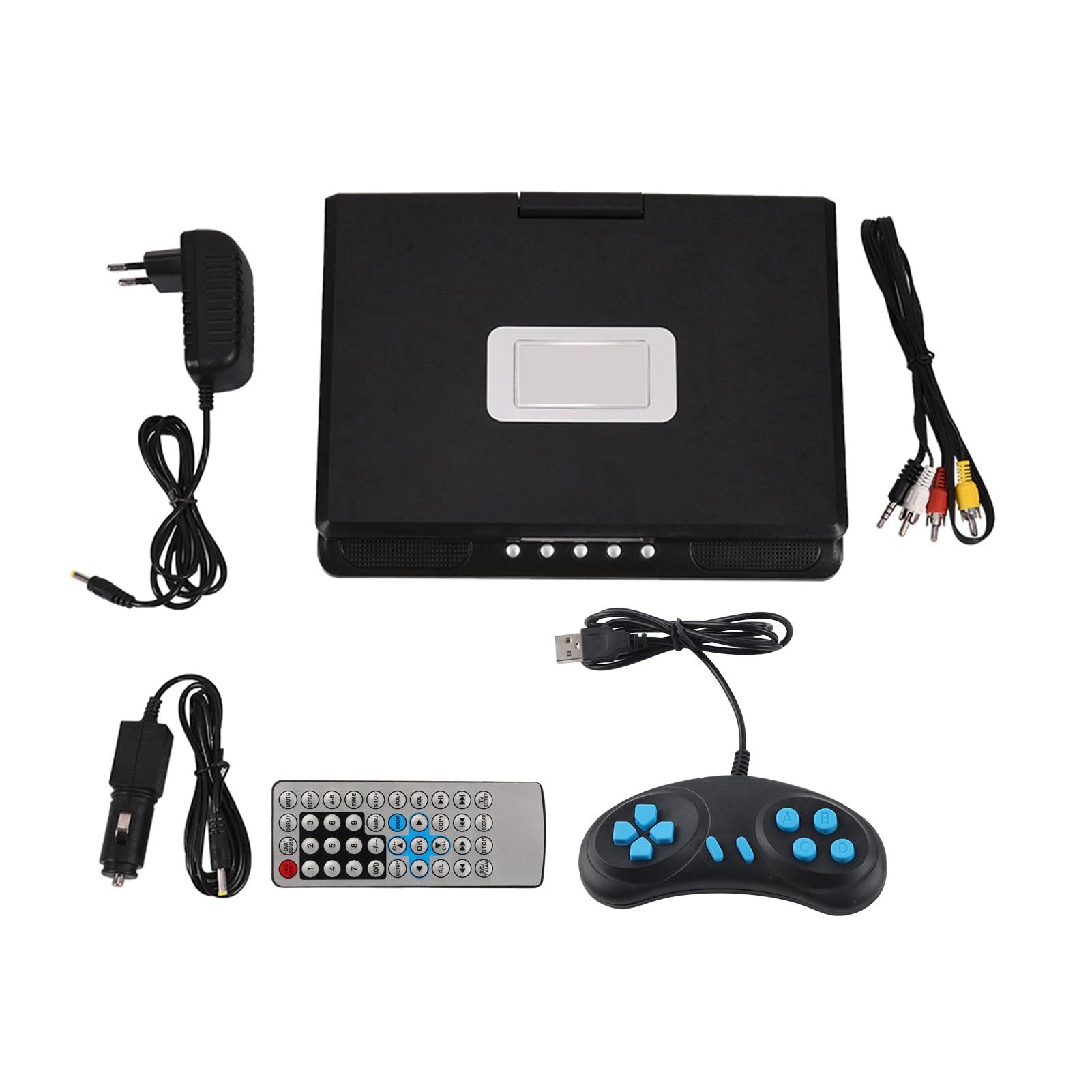 Player DVD LCD Portatile da 9 Pollici, Lettore Video con Rotazione di 270 Gradi USB FM Game Support AV Output Funzione TV Lettore di Schede per Viaggi Automobilistici Domestici (Plug)