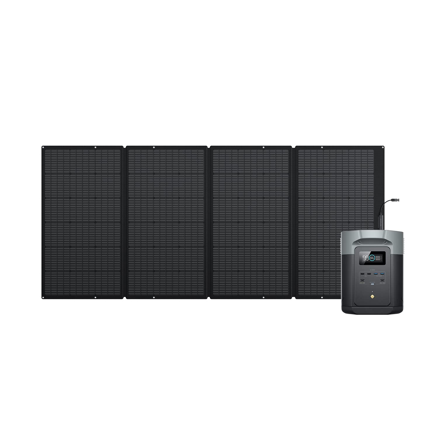 ECOFLOW DELTA 2 Max Solar Generator, 2048Wh Capacity LFP Battery Portable Power Station & 400W Solar Panel, Up to 3100W AC Output, Fast Charging 0-80% in 53 mins For Outdoor,RV,Backup (Renewed)