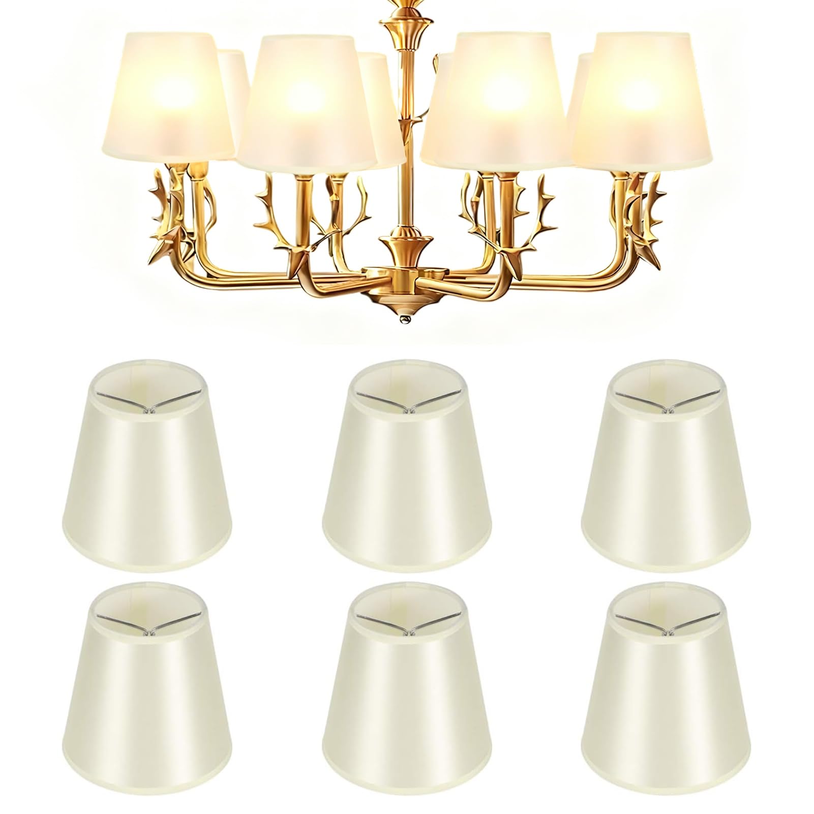 6 Pcs Lamp Shade,Fabric Lampshade, Suitable for E14 Bulbs, Nordic Style Lampshade Chandelier Lighting Accessories for Home Decoration for Table Bedside Floor Lamp (type5) โ image 1
