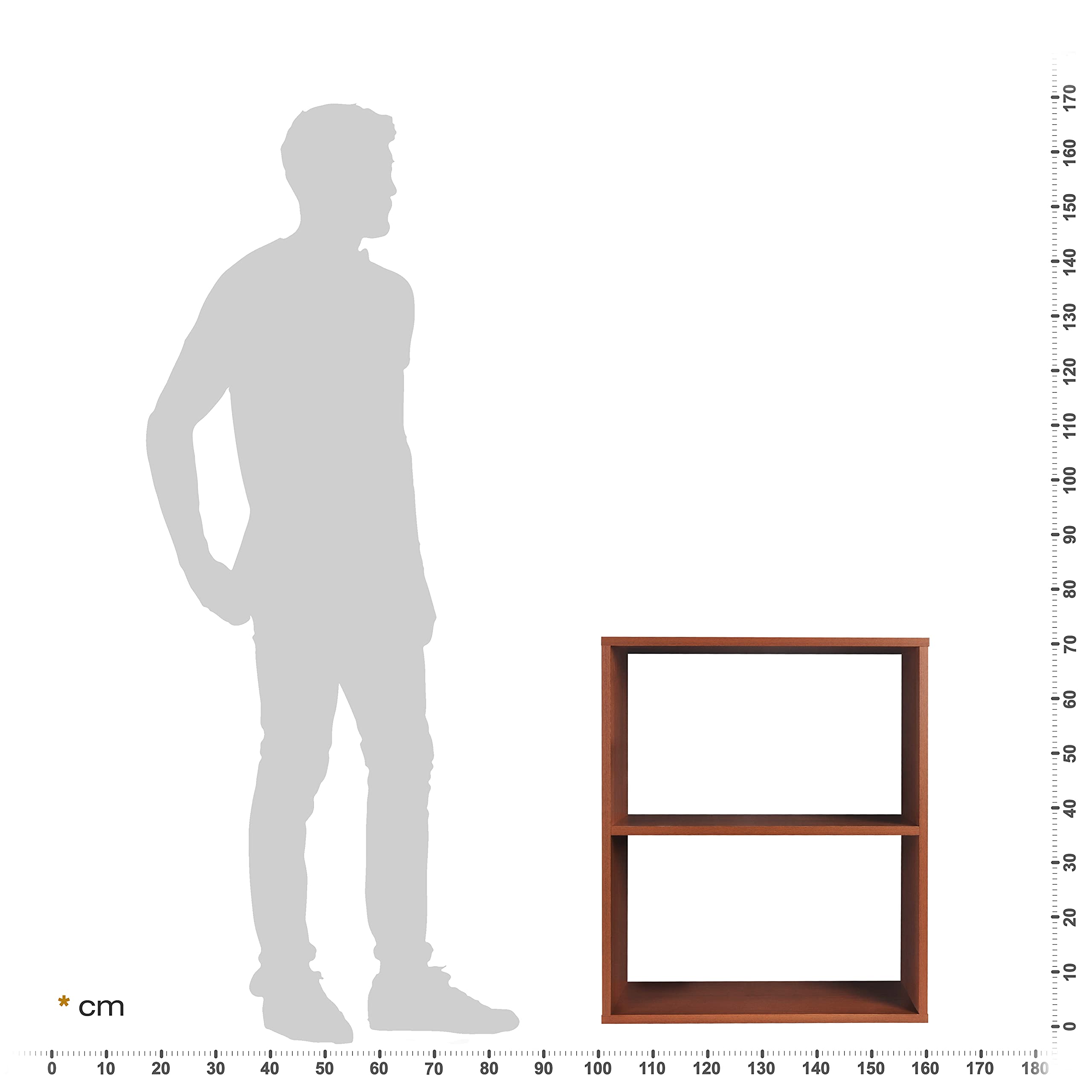 RICOO Bücherregal 2 Fächer 60x45x40cm - Schmales Standregal Für Büro Und Wohnzimmer