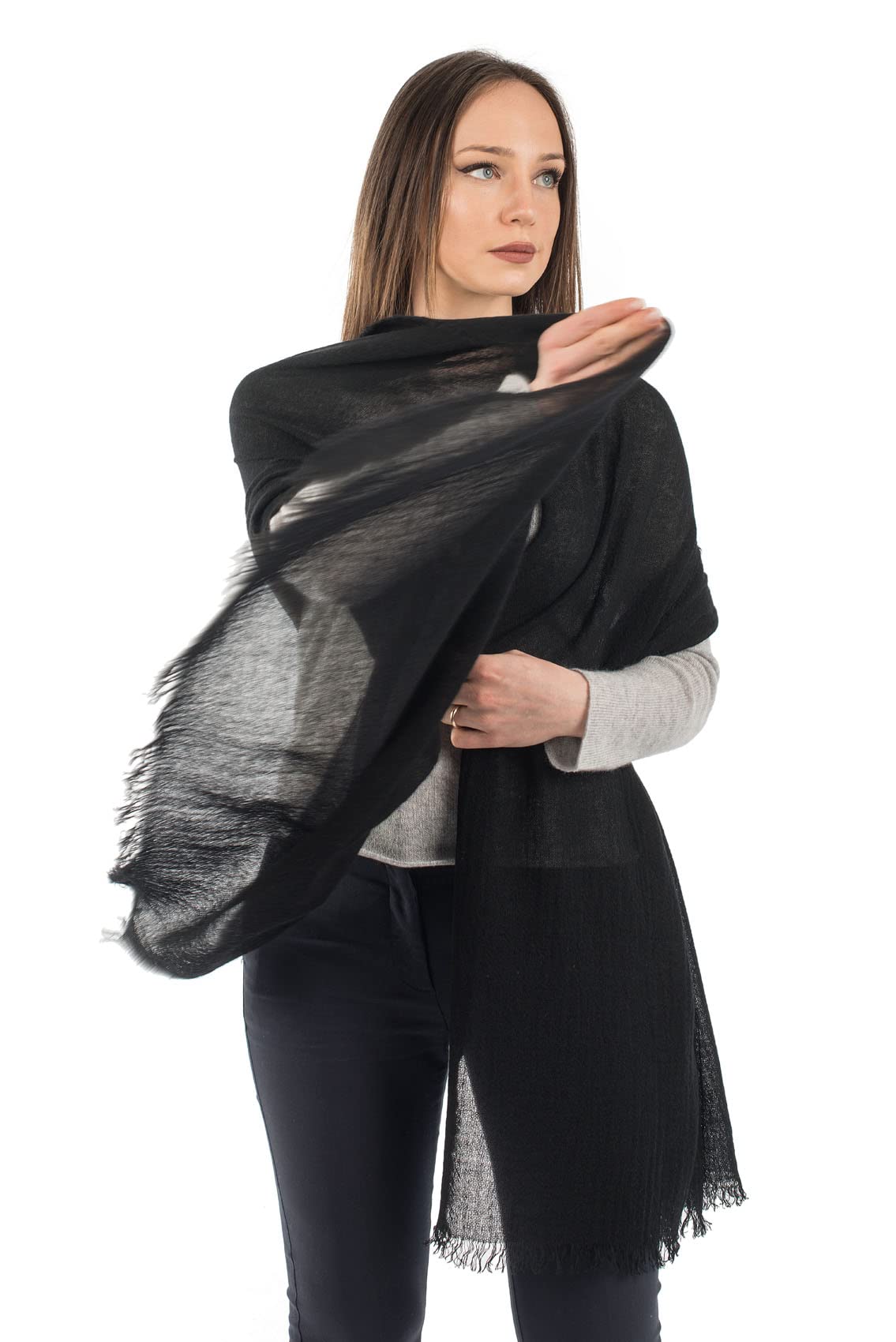 DALLE PIANE CASHMERE Pashmina Donna 100% Cashmere | Pashmina leggera per primavera e viaggio, 70x200cm, scialle versatile tutto l'anno, un raffinato regalo Made in Italy