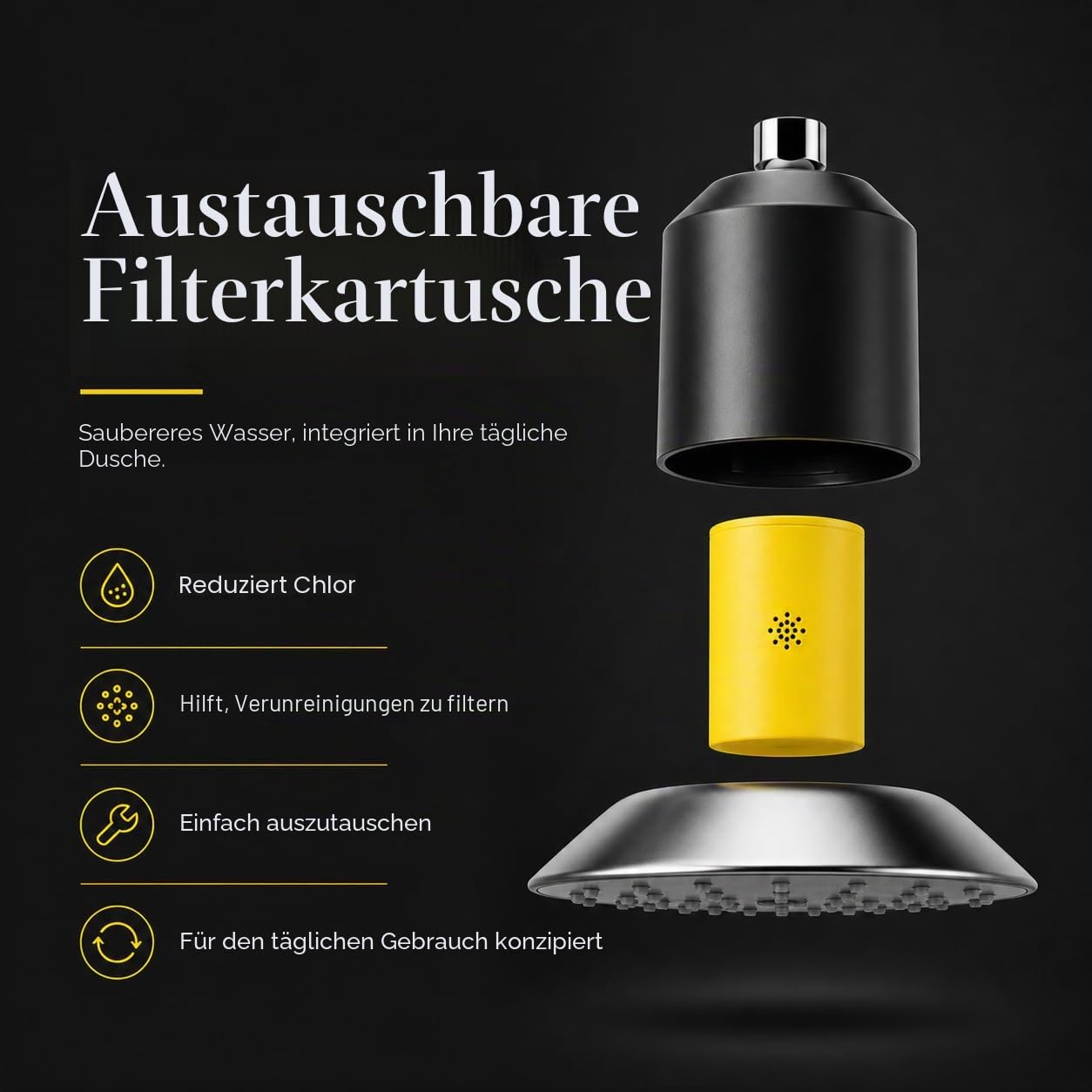 Afina A-01 Advanced High Pressure Filtered Shower Head - Reduces Dry Juchy Skin, Dandruff, Ekzeme and Dramatically Improves The Condition of Your Skin, Hair and Nails (Nickel) | KDF-55 Duschfilter & Wasserfilter Duschkopf für hartes Wasser, reduziert Chlo