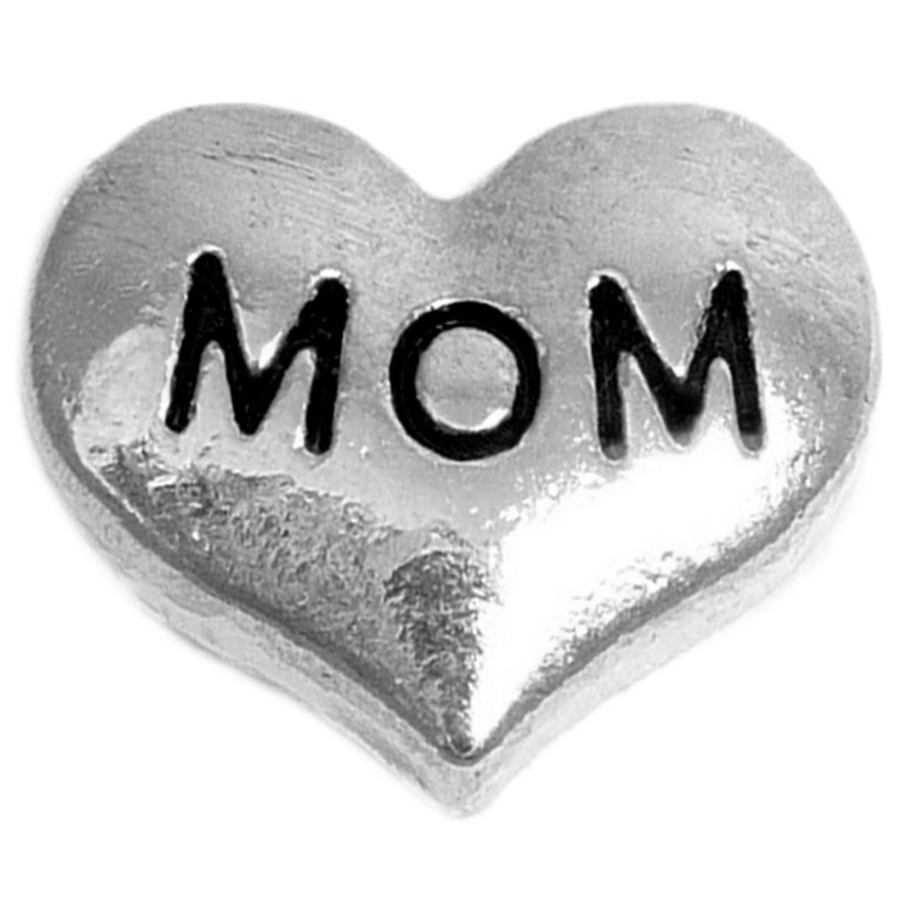 NewCharms Mom Silvertone Heart Floating Locket Charm H9823