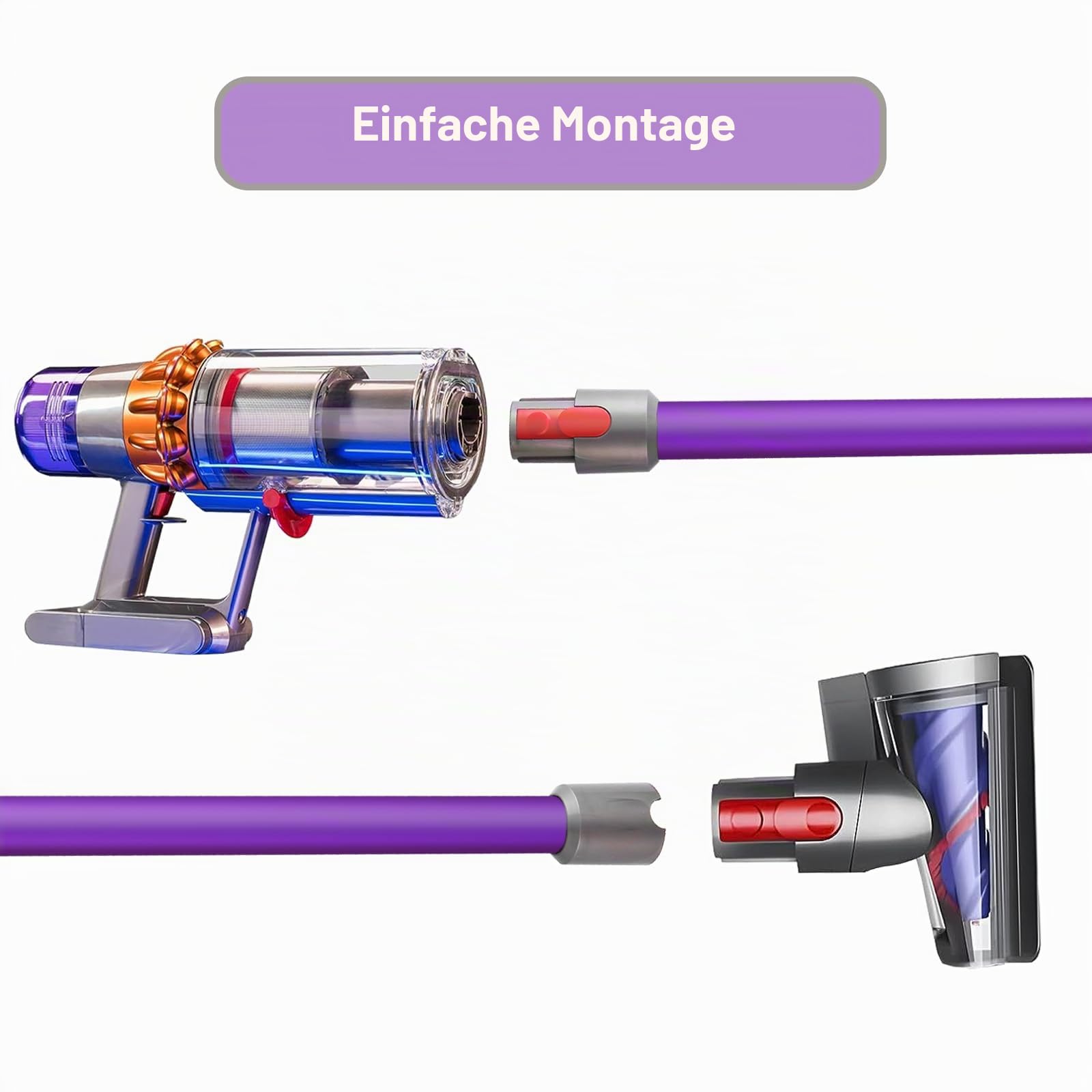 Ersatzteile Verlängerungsrohr für Dyson V7 V8 V10 V11 V15 Staubsauger, Saugrohr Länge 73 cm, Rohr Ersatz für 969109 (Violett)