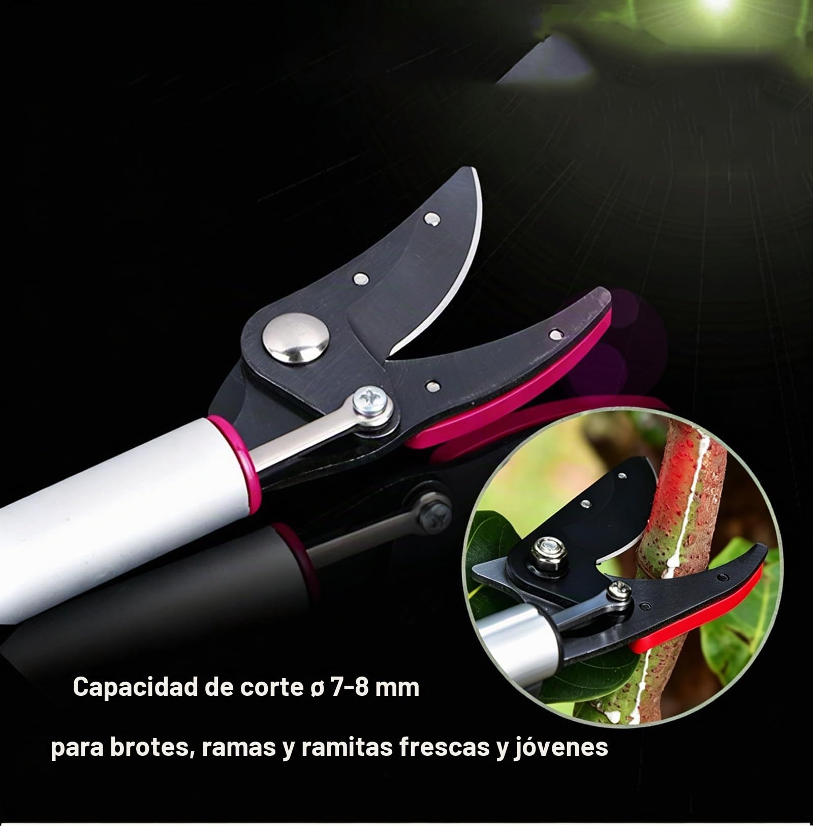 Tijeras de podar con mango de aluminio para plantas acuáticas 1,2 m, diseño de jirafa de hasta 8 mm con sujeción para podar árboles frutales, podar y recolectar mango de aluminio