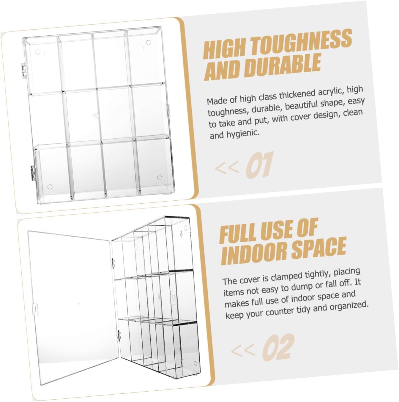 KOMBIUDA Multi-Grid Desktop Storage Box for Figurines Creative Acrylic Display Case for Toys Versatile Organizer for Home Office Compact and Functional Design for Easy Access image 4