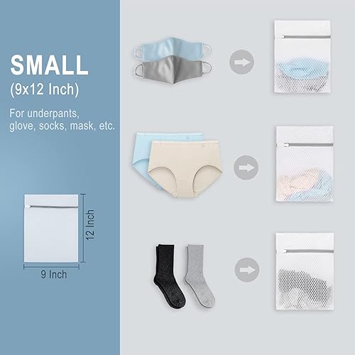 Miniatura 6 de Muchfun 3 bolsas de lavandería duraderas de malla de panal para prendas delicadas de 9 x 12 pulgadas (3 pequeñas)