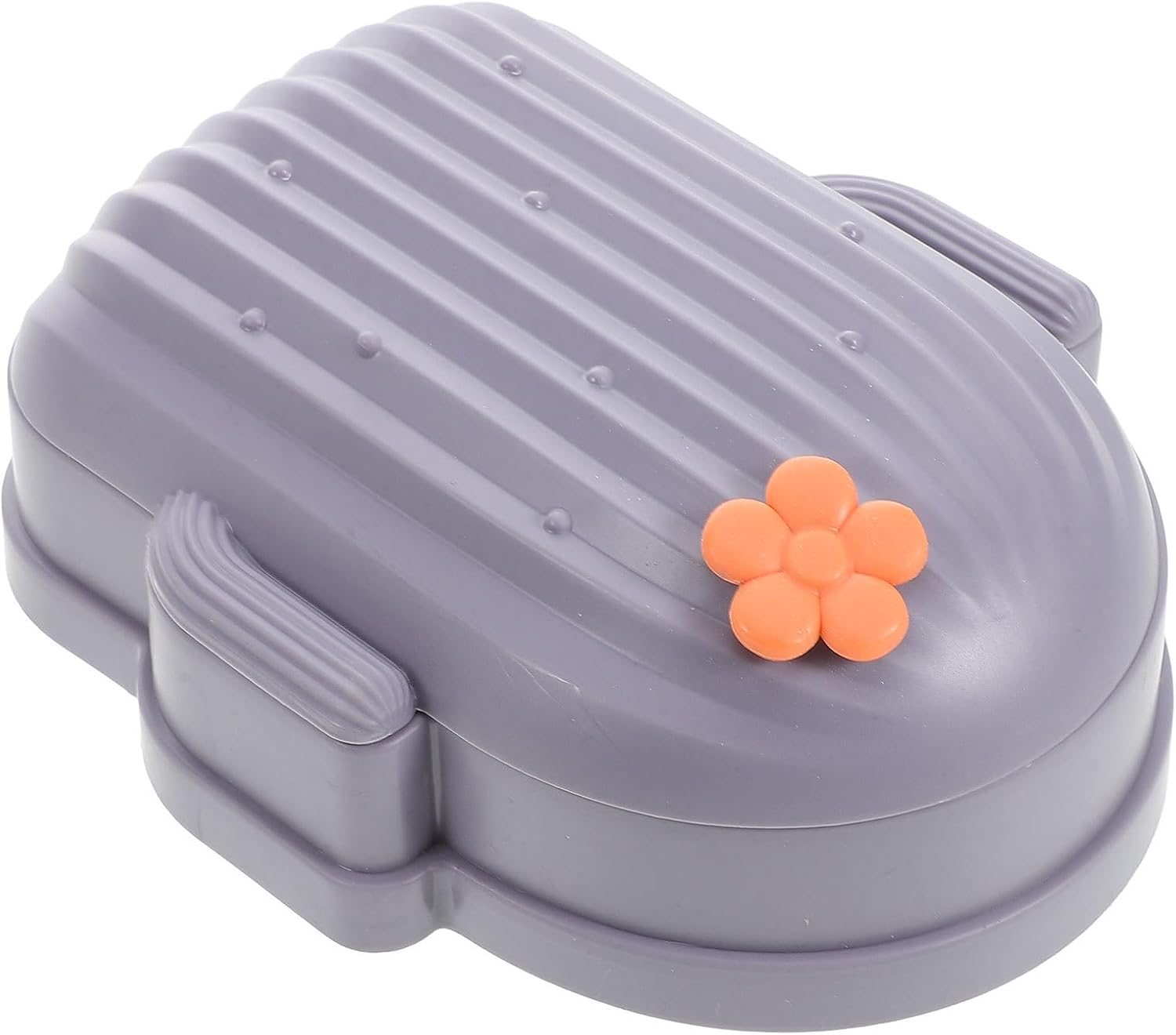 BETOOKY Unique Cactus Design Plastic Soap Dish with Lid Bathroom and Kitchen Bar Soap Holder for Travel and Home Use Purple