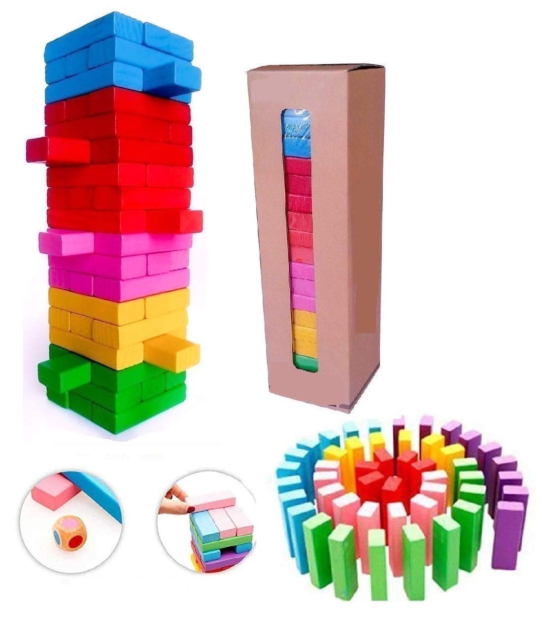 Buy Sherra Colour Jenga Blocks Timber Tower Tumbling Game for Kids and