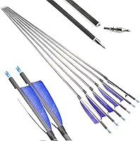 Vista 8 de AMEYXGS 6/12 flechas de carbono de tiro con arco de 34 pulgadas, 400 flechas compuestas de caza con plumas de pavo de 4 pulgadas, flecha de práctica