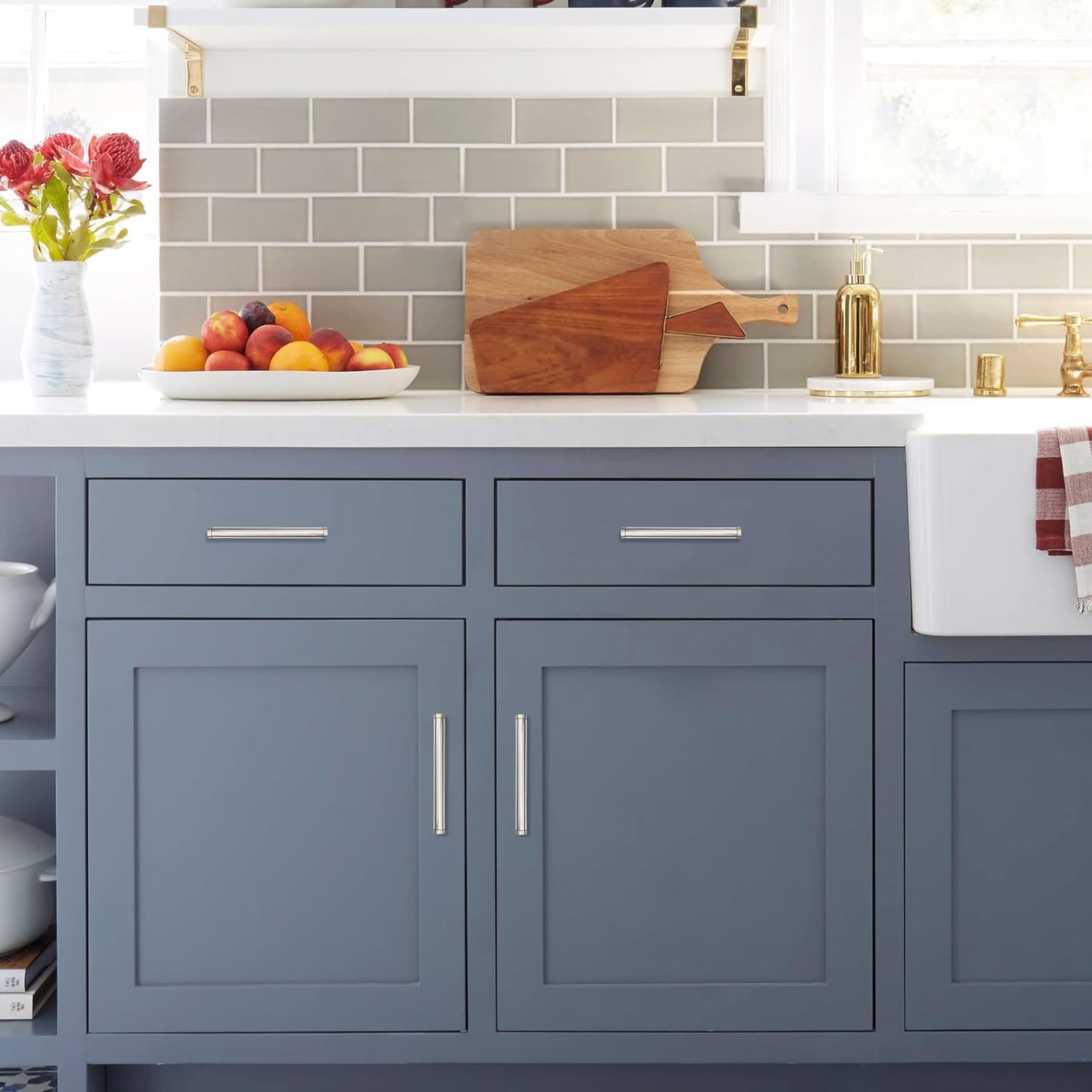 Goldenwarm 50 Piezas 128mm Tiradores Cocina Plata Cepillado Armarios | Tiradores de mueble en acero inoxidable resistentes al agua, aptos para gabinetes y cajones de baño.