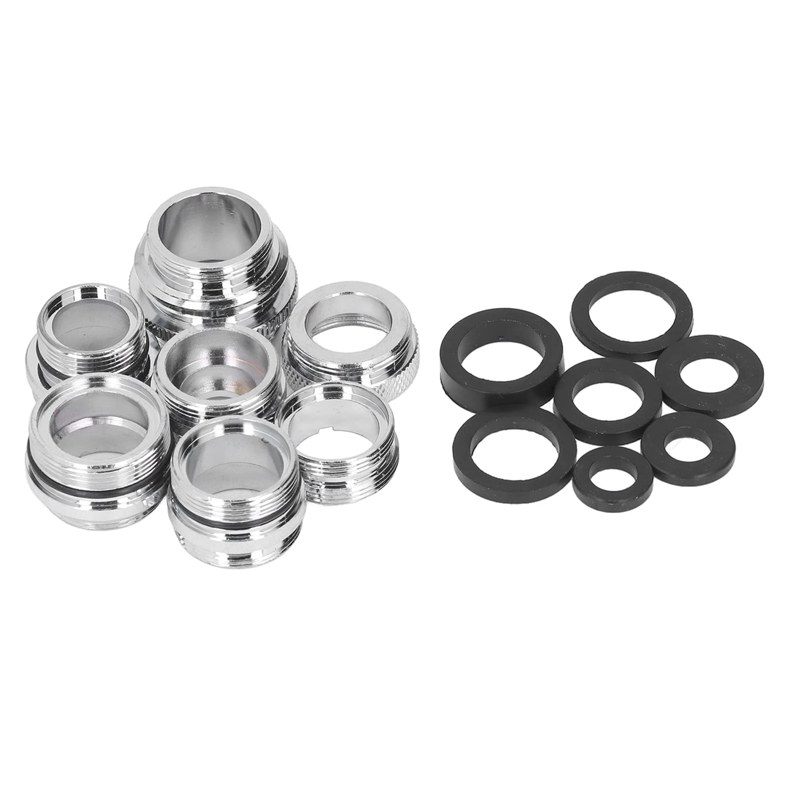 Faucet Adapter Kit, Rustproof Good Sealing High Strength Brass Aerator Adapter Set Complete 7Pcs/Set with Gasket Metal Faucet Adaptor for Garden Hose Kitchen Bathroom Sink Water Filters
