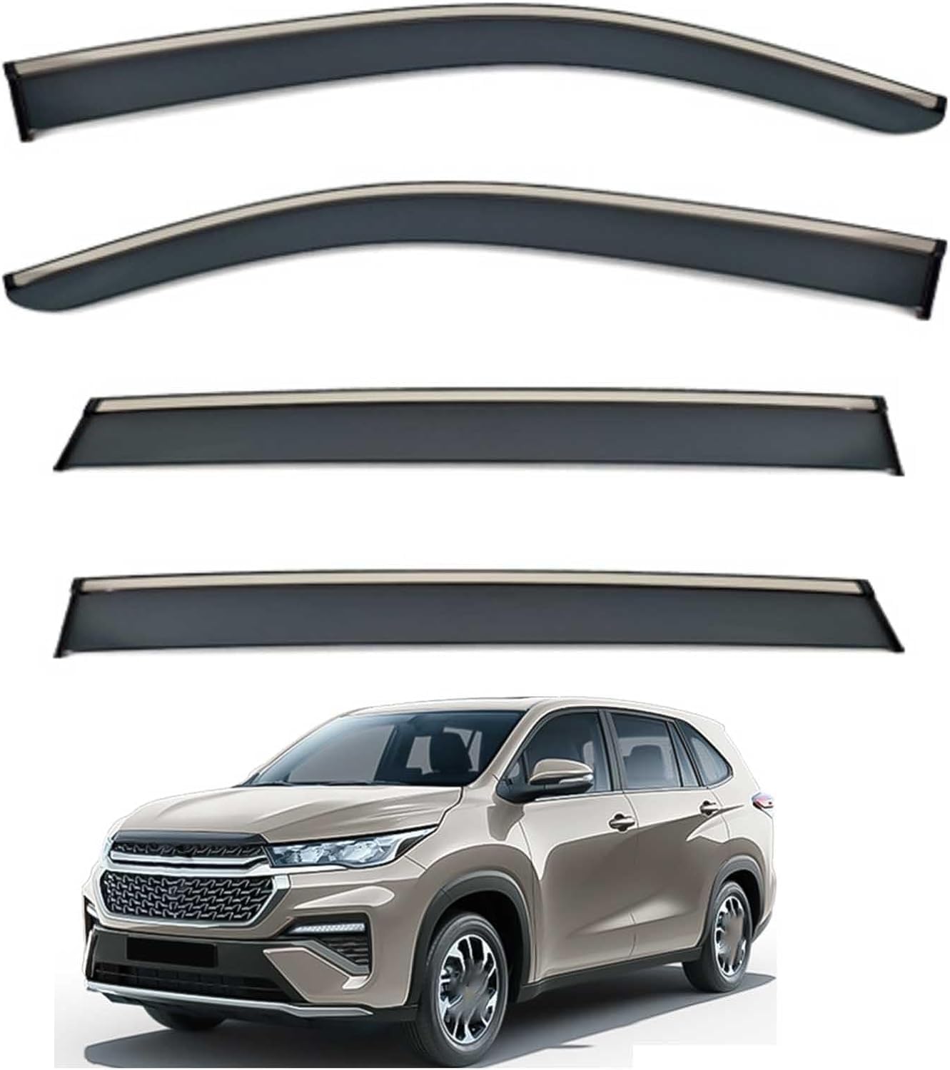 Liufangfc Normal Wind Deflectors For Suzuki Maruti Invicto Mk3-Ag10 2023-2025 – 4Pc Tape-On Smoked Visors, Weatherproof, Anti-Salt/Snow, Low-Noise