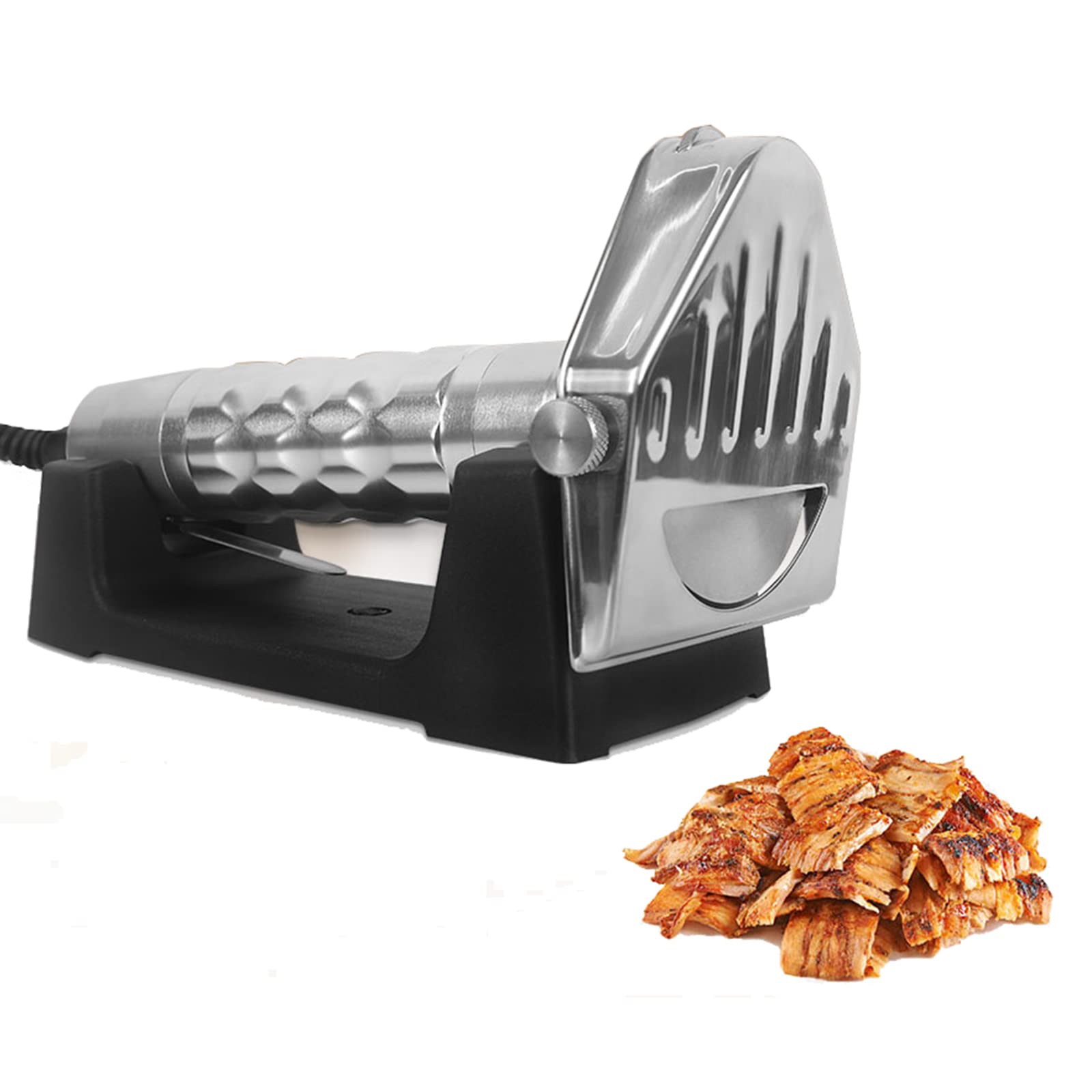 HMWOKPOT Electric Gyro Cutter with Holder, Professional Shawarma Doner Kebab Knife Stainless Steel Commercial Meat Cutter Machine for Shawarma,110V