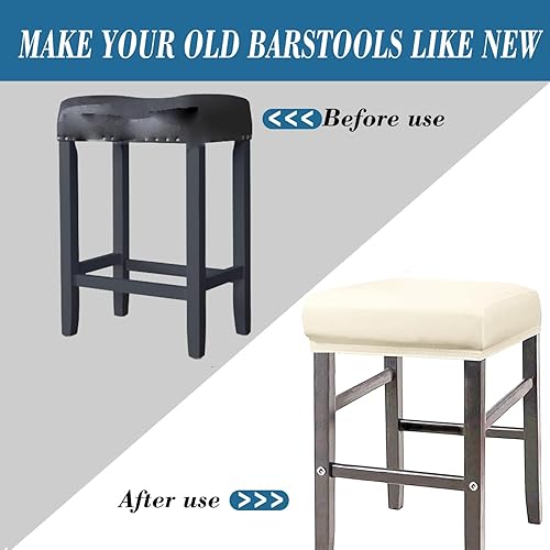 Miniatura 3 de ANWUCHEN Fundas de taburete rectangulares, paquete de 4 fundas elásticas impermeables de poliuretano rectangulares para taburetes de bar, fundas