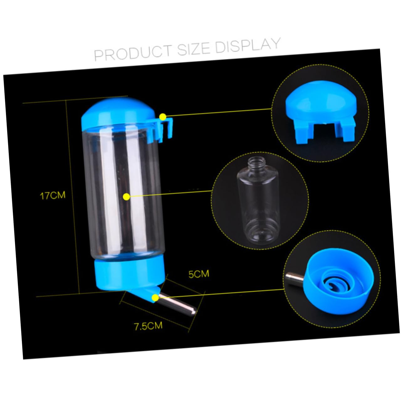 Mikikit Hanging Pet Water Bottle for Small Animals Leak Drinking Dispenser for Hamsters Cats and Rabbits Durable Design Blue