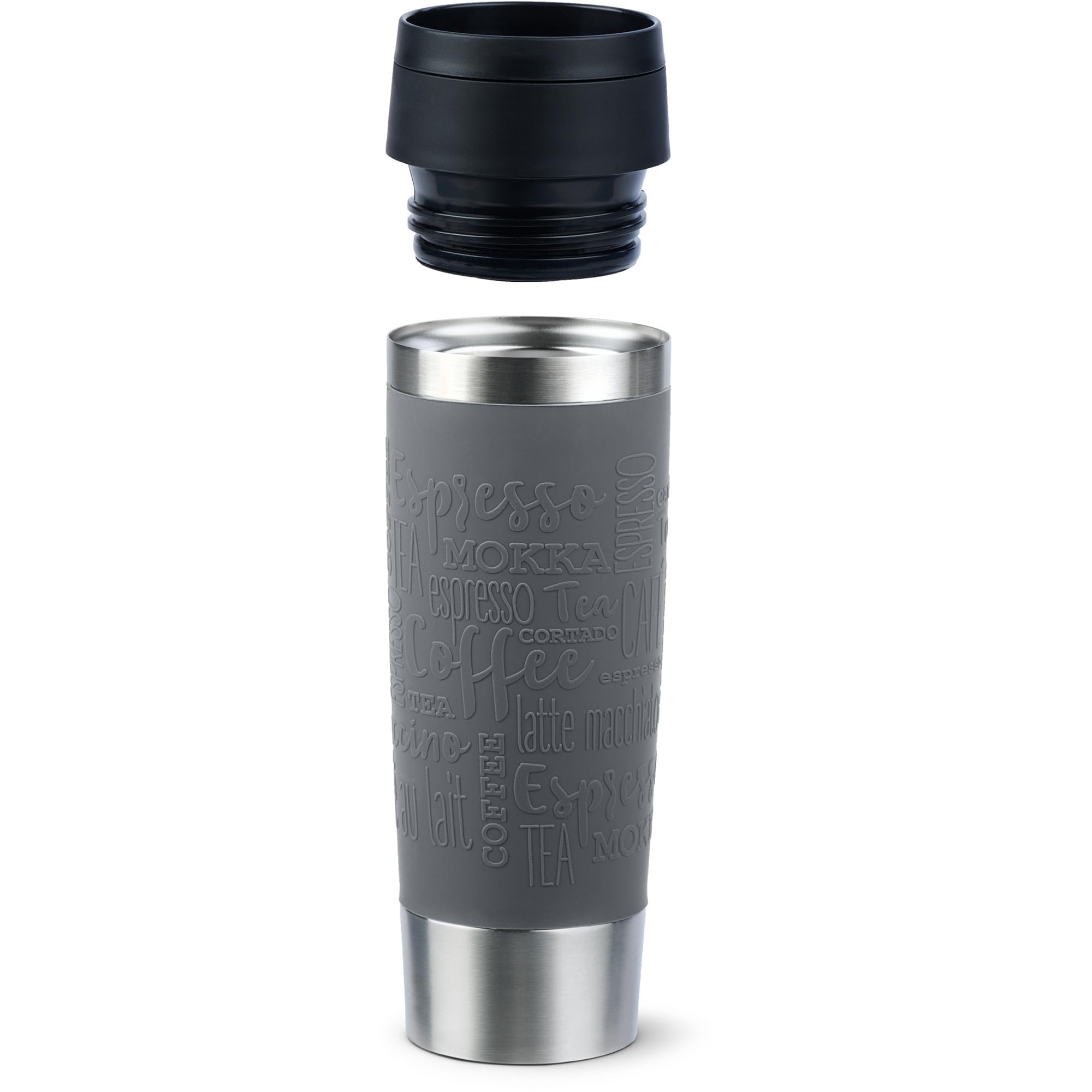 Emsa N20223 Travel Mug Classic - Vaso aislante (0,5 L, cierre de rosca cómodo, acero inoxidable, 6 horas de calor y 12 horas de frío, 100% hermético, apto para lavavajillas, apertura de 360°, color