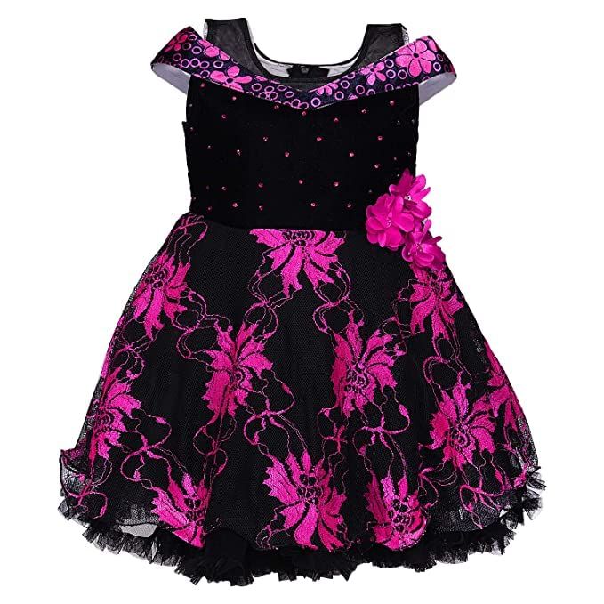 Image of Wish Karo Girl's Knee Length Dress with Jacket (Pink White 3 Years-4 Years)