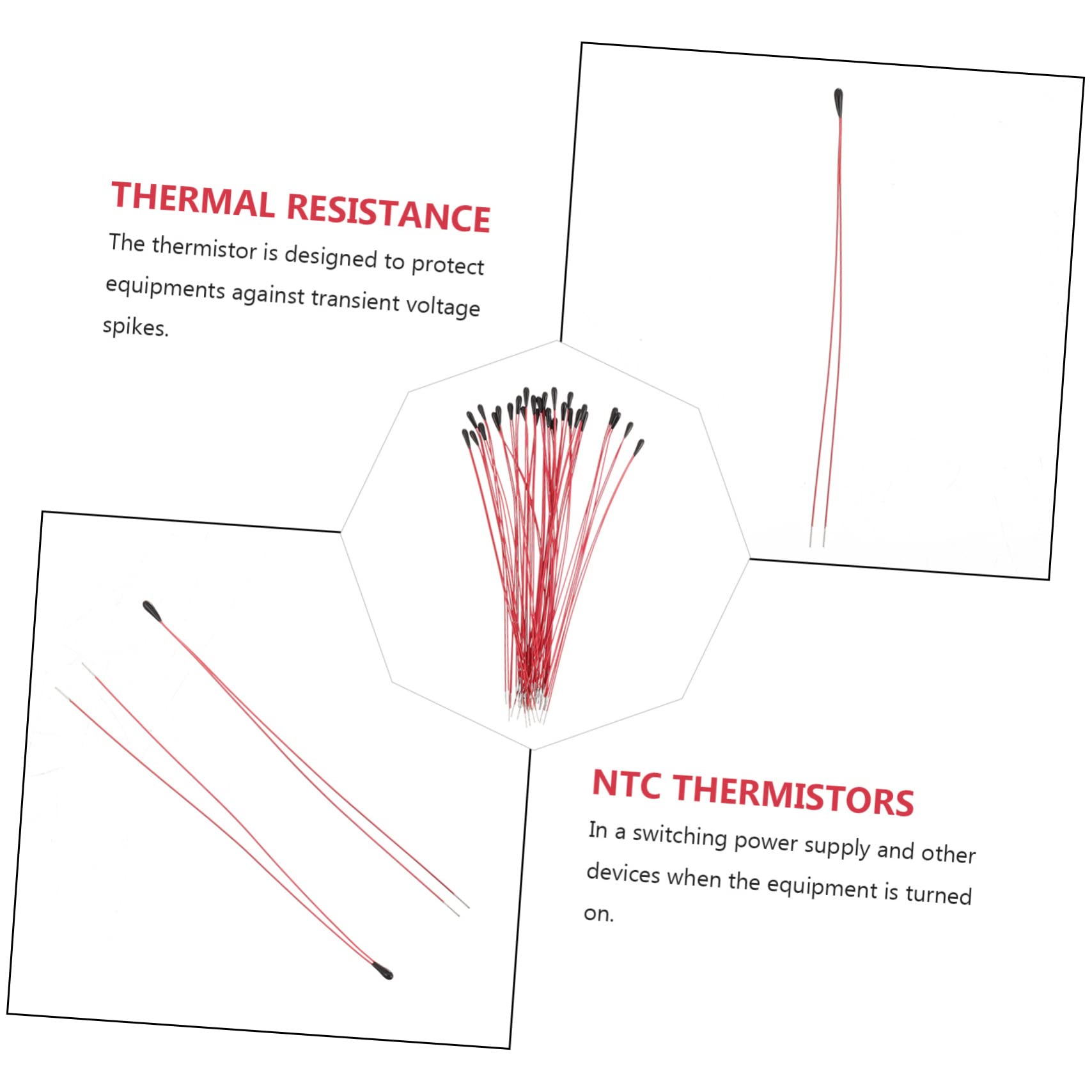 NAMOARLY 30 Pcs Thermistor Probe Ntc Thermistor Circuit Variable Thermistor Thermal Resistance Ntc Power Thermistor Electric Appliance Temperature Sensor Ntc Thermistor Sensor Thermal Chip