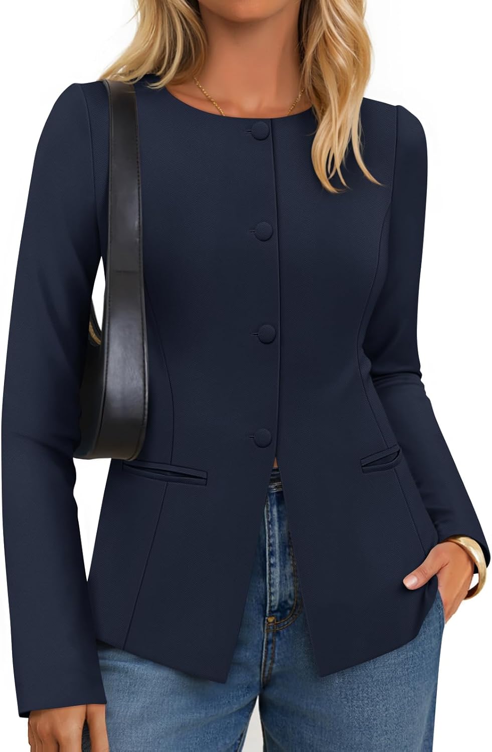 ZESICA Womens Business Casual Blazers Fall Long Sleeve Button Suit Jackets Office Work Outfits Fitted Blazer Clothes 2026