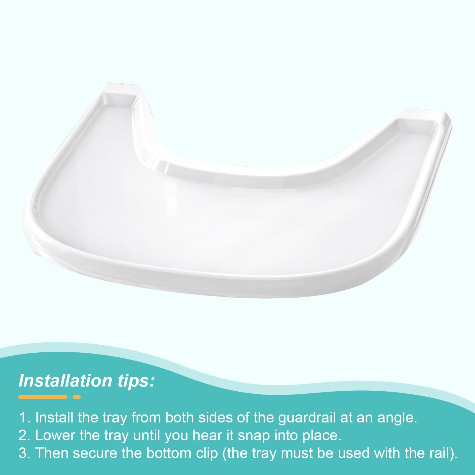 Vassoio compatibile con Stokke Tripp Trapp, tray accessori per seggiolone, per il bambino 6-36 mesi, facile da assemblare, al 100% senza BPA, bianco