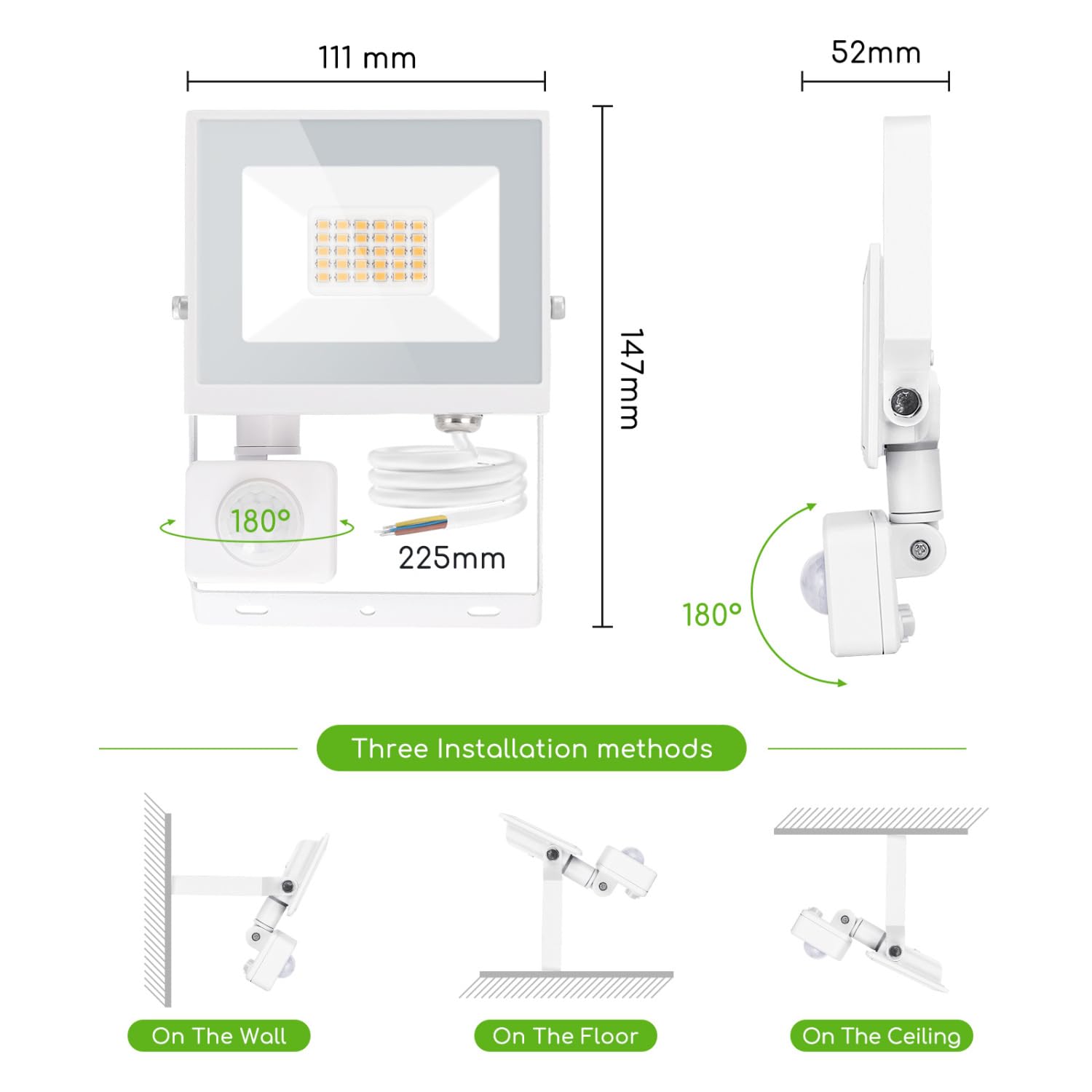 Aigostar Naświetlacz LED z Czujnikiem Ruchu 20 W 4000K 1800lm