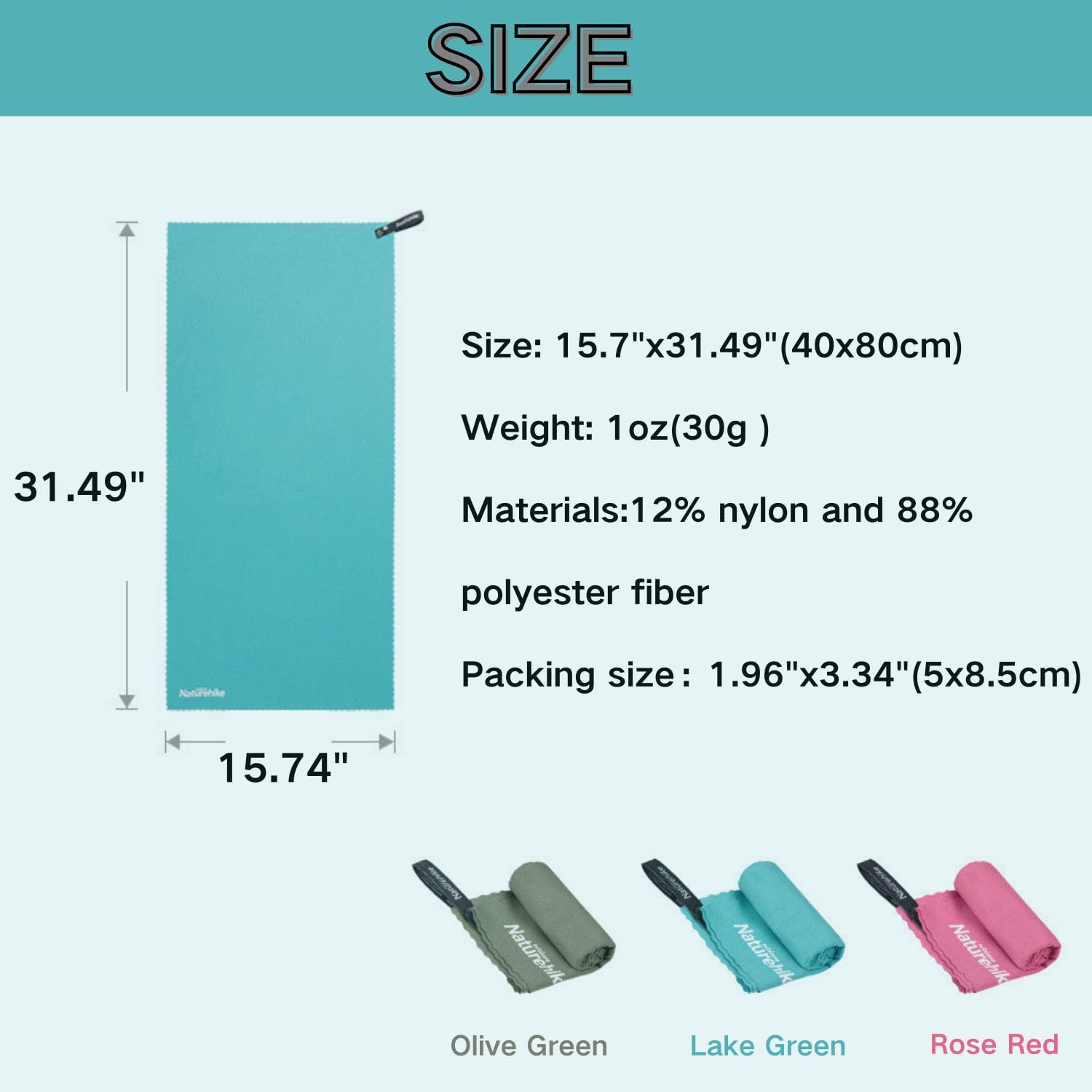 windhike Naturehike Lightweight Bath Towels, Quick Dry,Highly Absorbent, Soft Feel Washcloths, Shower Towels for Daily, Outdoor, Beach, Travel Use (Lake Green)