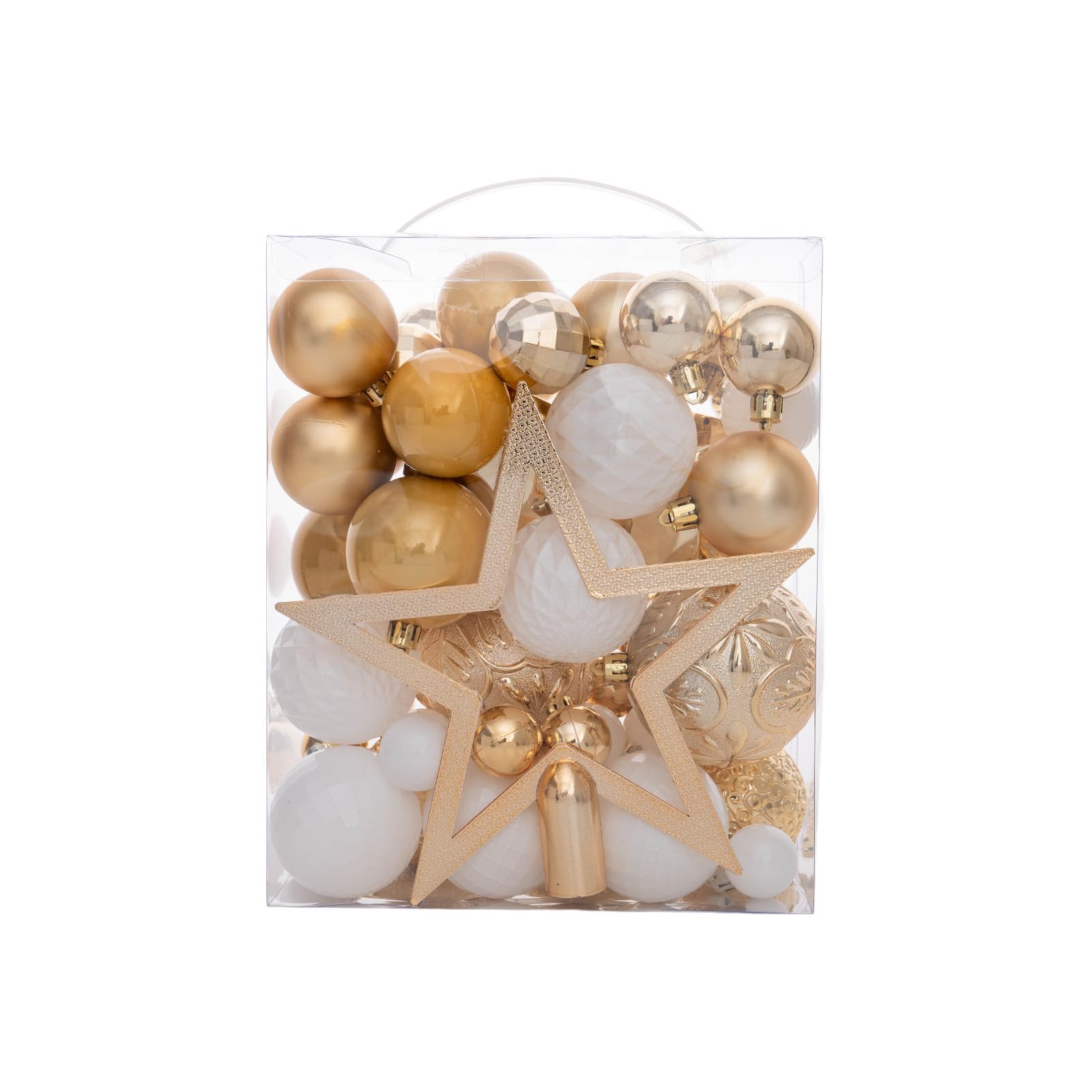 Set di 50 ornamenti natalizi infrangibili con puntali per albero di Natale a forma di stella, per interni ed esterni, decorazioni per le festività