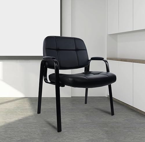 Miniatura 9 de CLATINA Silla grande y alta para invitados de oficina, 400 libras con respaldo acolchado de cuero regenerado, asiento ancho, silla de recepción,