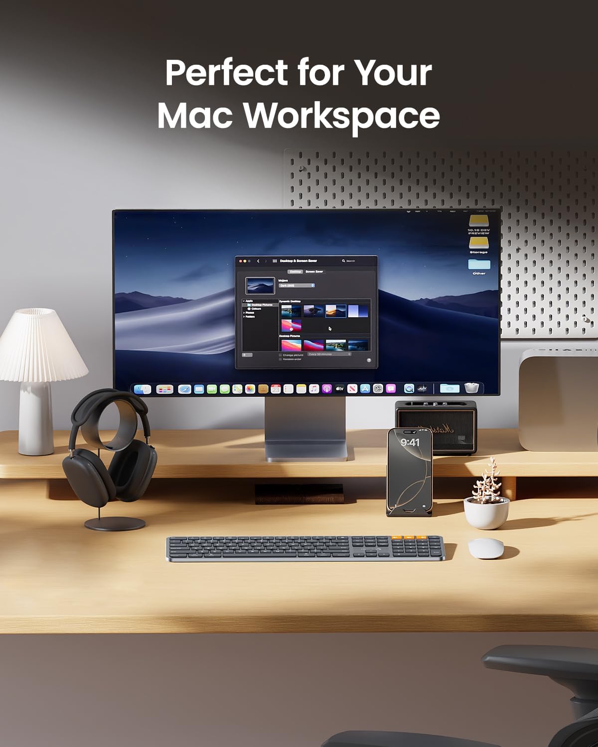 ProtoArc Backlit Bluetooth Keyboard for Mac, K100-A Wireless Quiet Keyboard for Mac, Low Profile, Full Size, Multi-Device, Rechargeable, No USB, for MacBook Pro/Air, iPhone, iPad, Space Gray