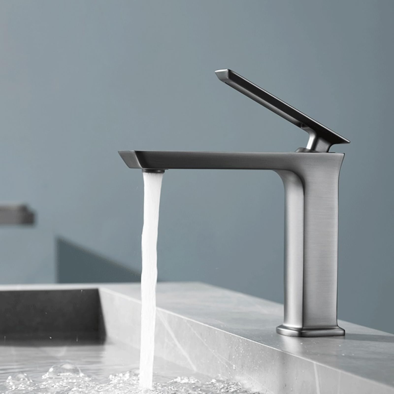 BiaoTeng Wasserhahn Bad Waschbecken grau Einhebelmischer Messing Mischbatterie Waschbecken Bad Badarmatur Waschbecken, grau