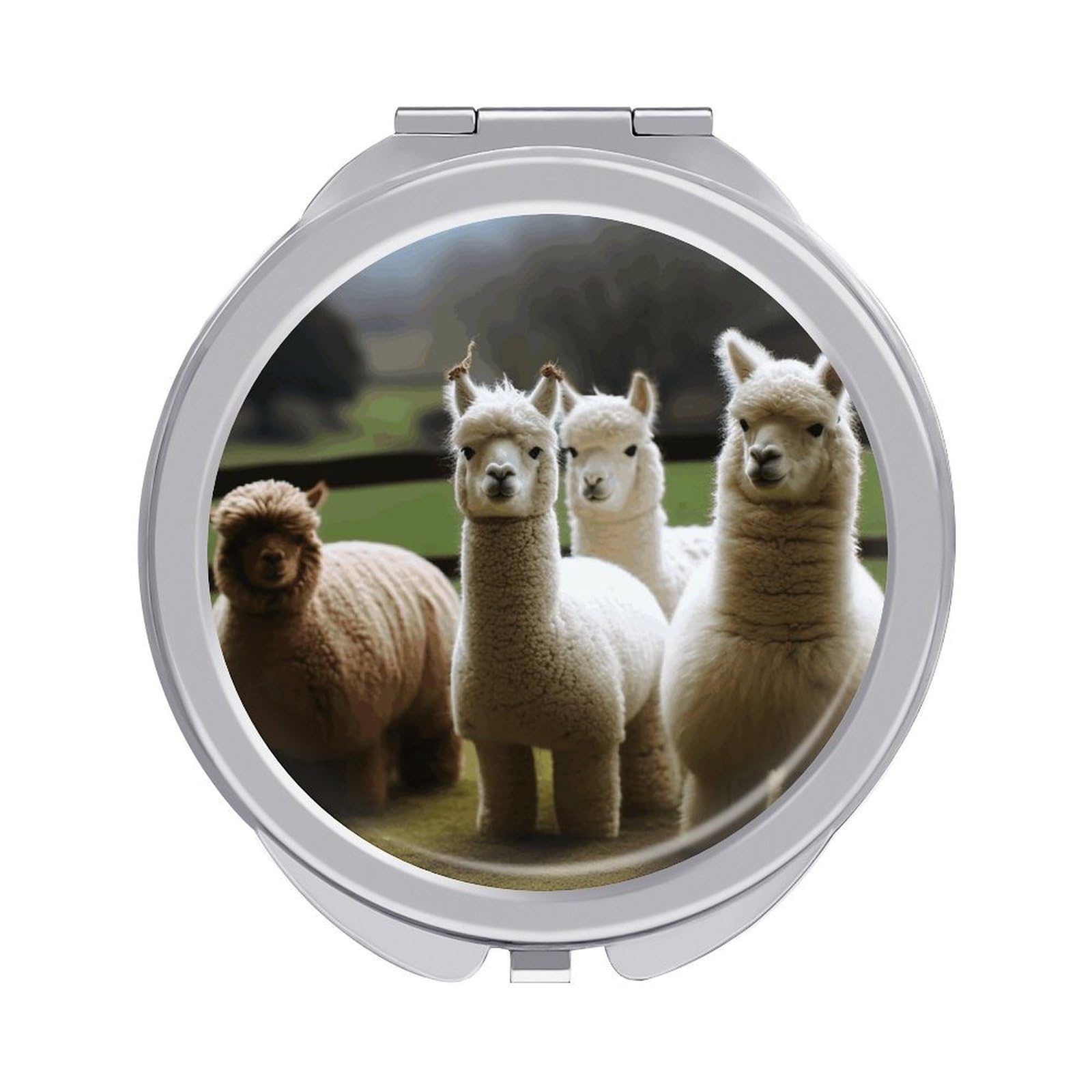 VstaDank Alpaca Family Compact Mirror for Purses Round Fashion Travel Makeup Mirror 2X /1x Magnifying Double Sides Mini Mirrors Portable Pocket Mirrors for Handbag Purse Women Gift