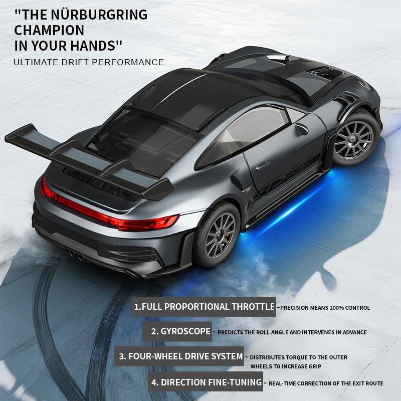 NULA 1:43 RC Auto Drift Car 20KM/H con giroscopio, 2,4 GHz 4 WD, veicolo da corsa completamente proporzionale, velocità regolabile e illuminazione a LED per ragazzi e adulti – D43-01/02