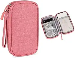 Organizador de cabos, bolsa organizadora de cabos de viagem, acessórios eletrônicos, bolsa eletrônica pequena, bolsa de viagem para viagens de negócios e uso doméstico, design leve (rosa)