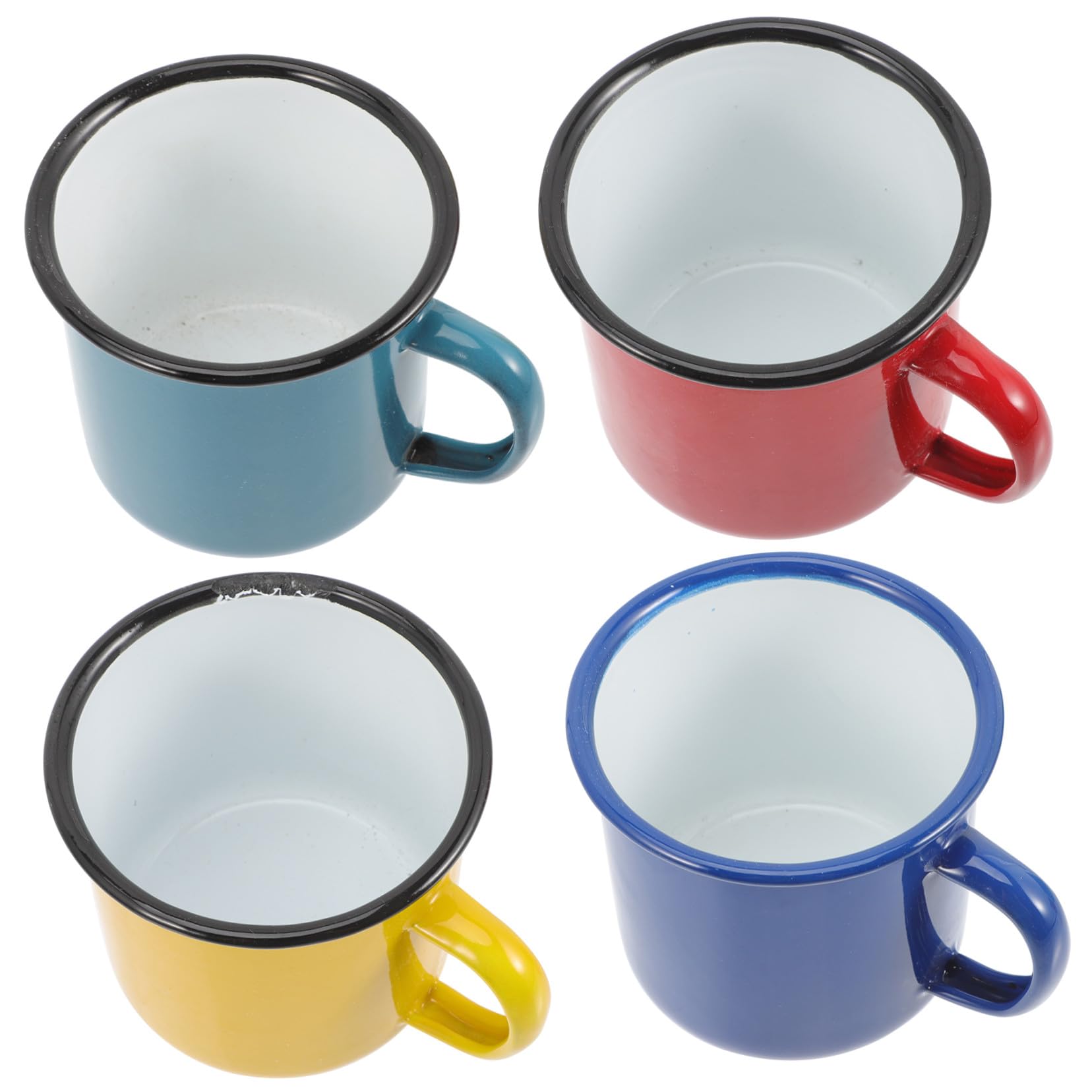 SOLUSTRE 4 Stück Emaillebecher Hitzebeständig und Multifunktional Extra Großer Kaffeebecher aus Emaille fürs Büro und Dessertshops Einfacher Stil
