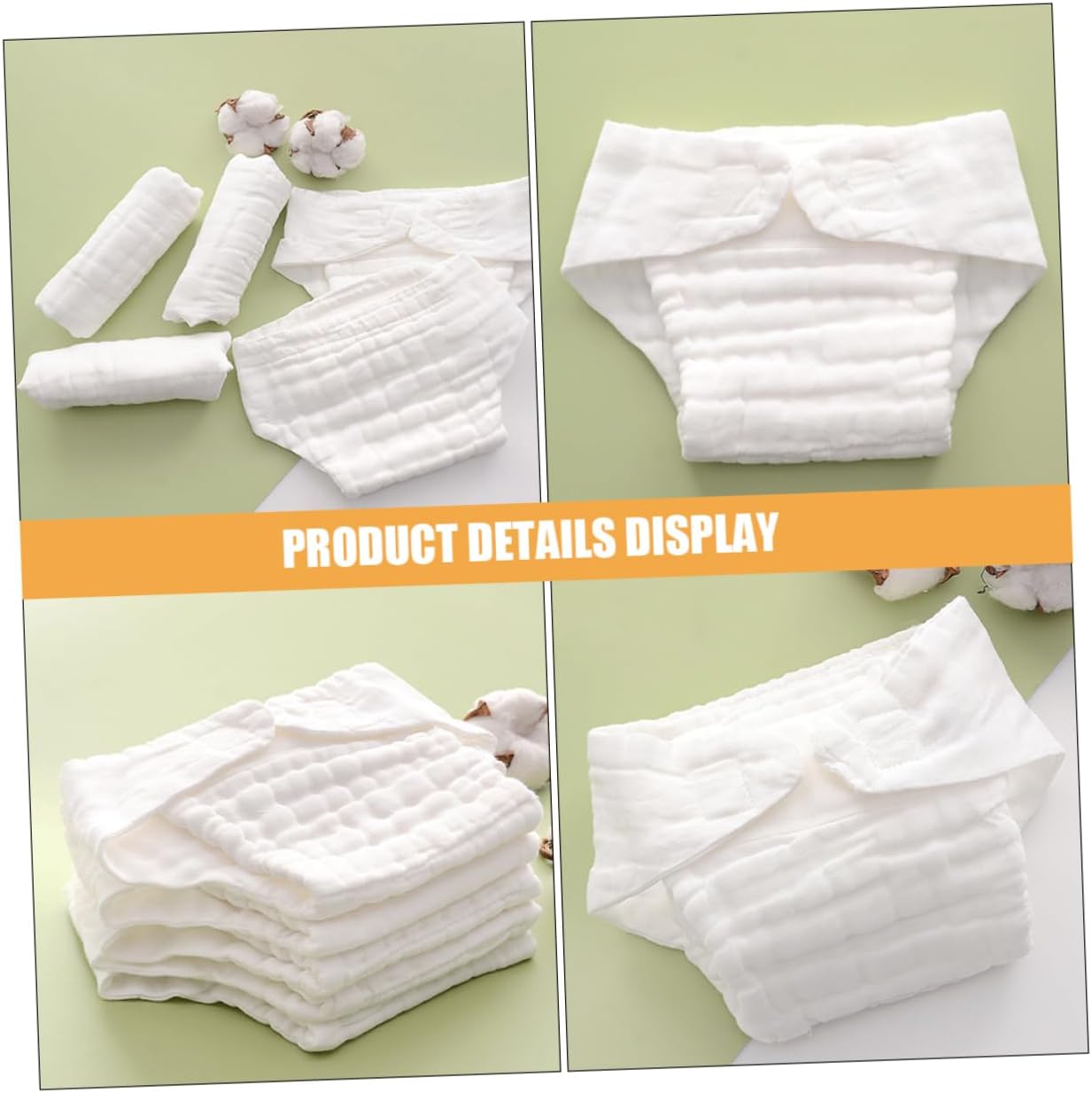 Healeved 5pcs Soft Cotton Fiber Reusable Nappy Liners for Washable Incontinence Diaper Insert Pads High Absorbency Comfortable Fit Months
