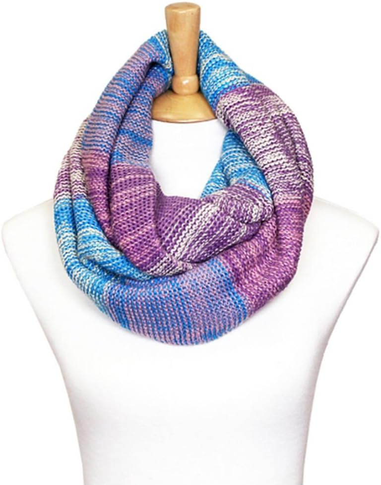 Plum Feathers Premium Multi-tone Knit Infinity Scarf