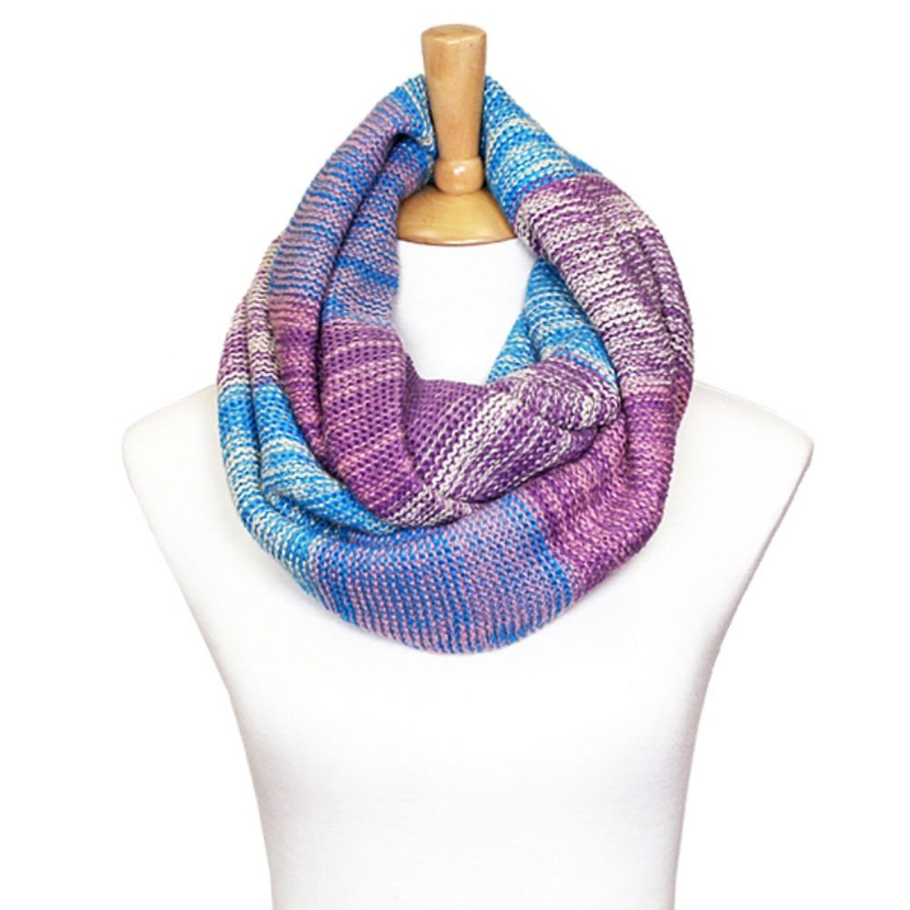 Plum Feathers Premium Multi-tone Knit Infinity Scarf