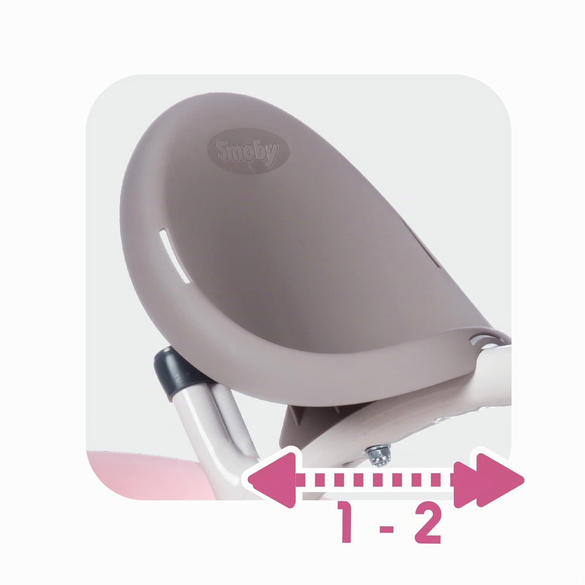 Smoby - Triciclo Baby Balade Rosa, 7600741401, + 10 Mesi, Evolutivo, Guida Parentale, Ruote Silenziose, con Cinture di Sicurezza
