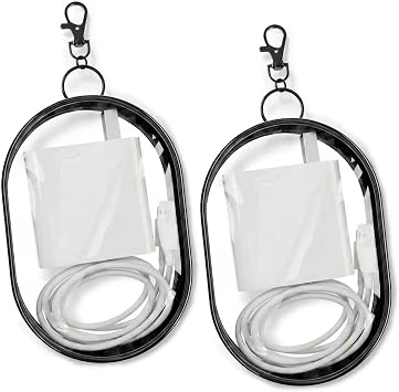 Accessories Storage Bag for Organizing Data Cables, Chargers | Earbud, Keys, Change, Camera Chips, Clear Figure Display Bag with Keychain, Multi-functional Storage Box Black