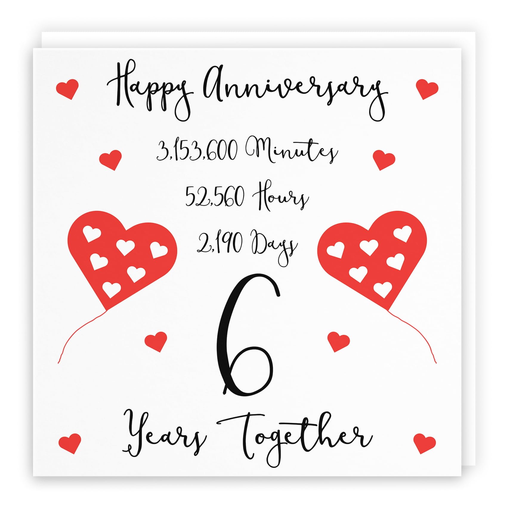 Hunts England - 6th Wedding Anniversary Card - 6 Years Together - Happy Anniversary - Timeless Collection - Cute Fun Card