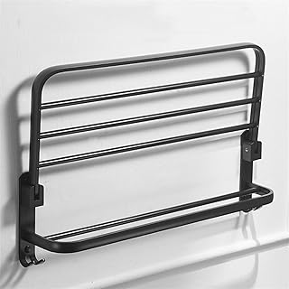 JUSTYINUO Przestrzeń aluminiowy czarny stojak na ręcznik naścienny składany uchwyt na ręczniki uchwyt na ręczniki ręczne. (Color : 50cm)