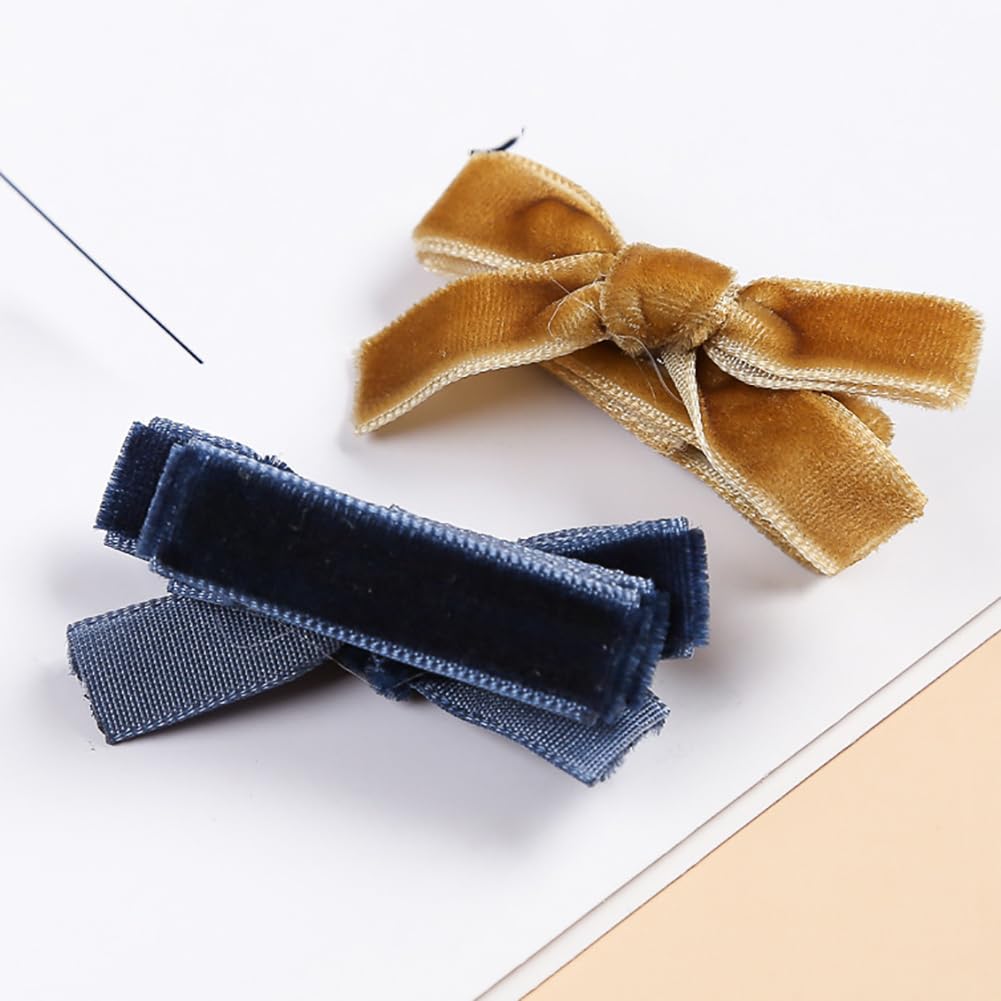 FSSTUD 20 Pcs Small Velvet Bow Hair Clips Mini Colorful Hair Bows Cute Bowknot Hair Barrettes Fully Lined Alligator Hair Clips Tiny Bow Hair Pins Colored Hair Clip Bows for Infants Toddlers - Image 3