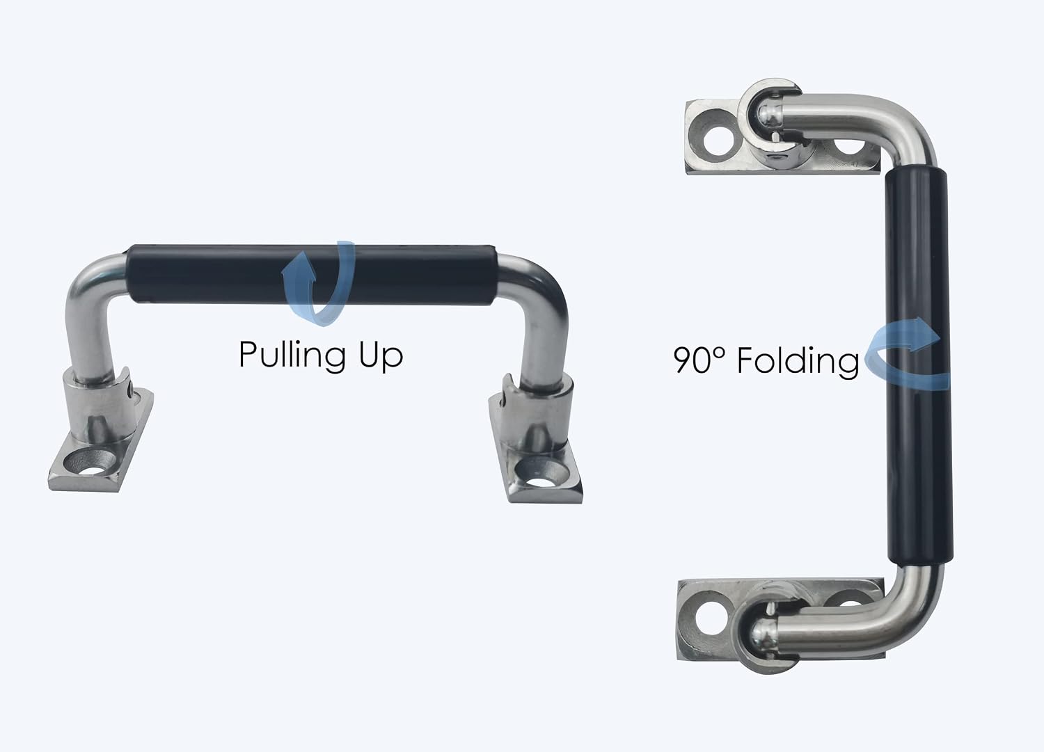 304 Stainless Steel Folding Pulls Cabinet Handle 90 Degrees Folding Pull Handle with Rubber and Bright Polishing,4'' Hole Center