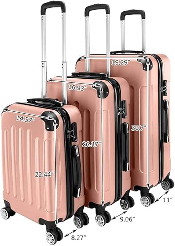 Miniatura 7 de HomVent Juego de equipaje de 3 piezas con ruedas giratorias juego de maletas con bloqueo TSA de carcasa dura adecuado para mujeres hombres viajes 3