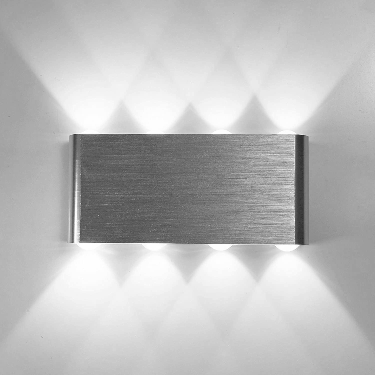 AALIN LED Wall Lights Up and Down Wall Light, 8W Indoor Aluminium Bedside Wall Lamp Wall Wash Light for Living Room, Bedroom, Hallway Dining Room Stairs (White)