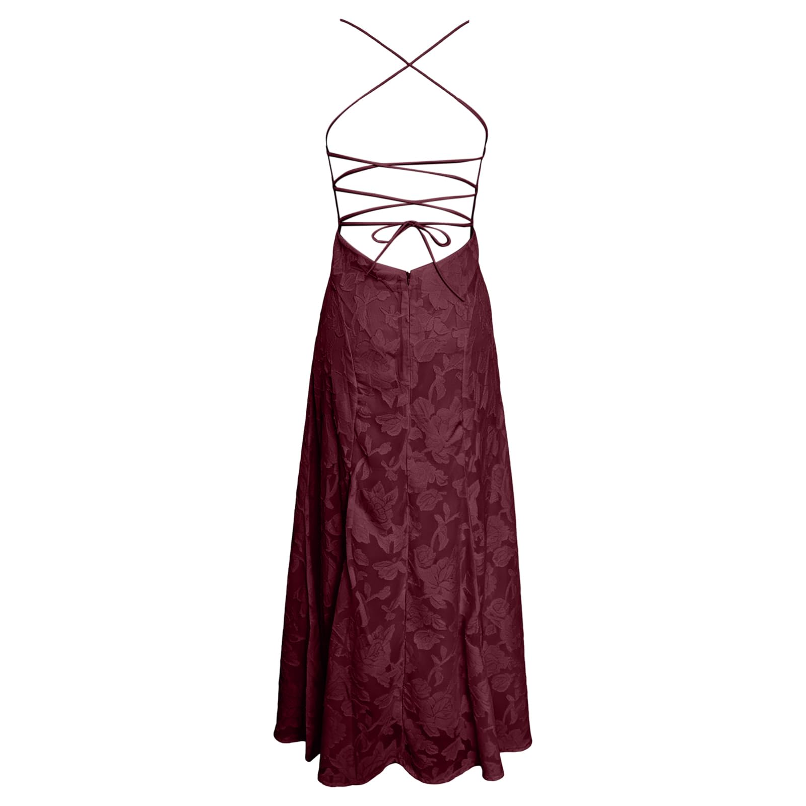 Robe de Bal à Lacets à Bretelles Spaghetti, Robe de Soirée Formelle sans Manches à Lacets dans Le Dos, Robes Élégante WN Mousseline pour Femmes Mariage Invité Anniversaire Cérémonie
