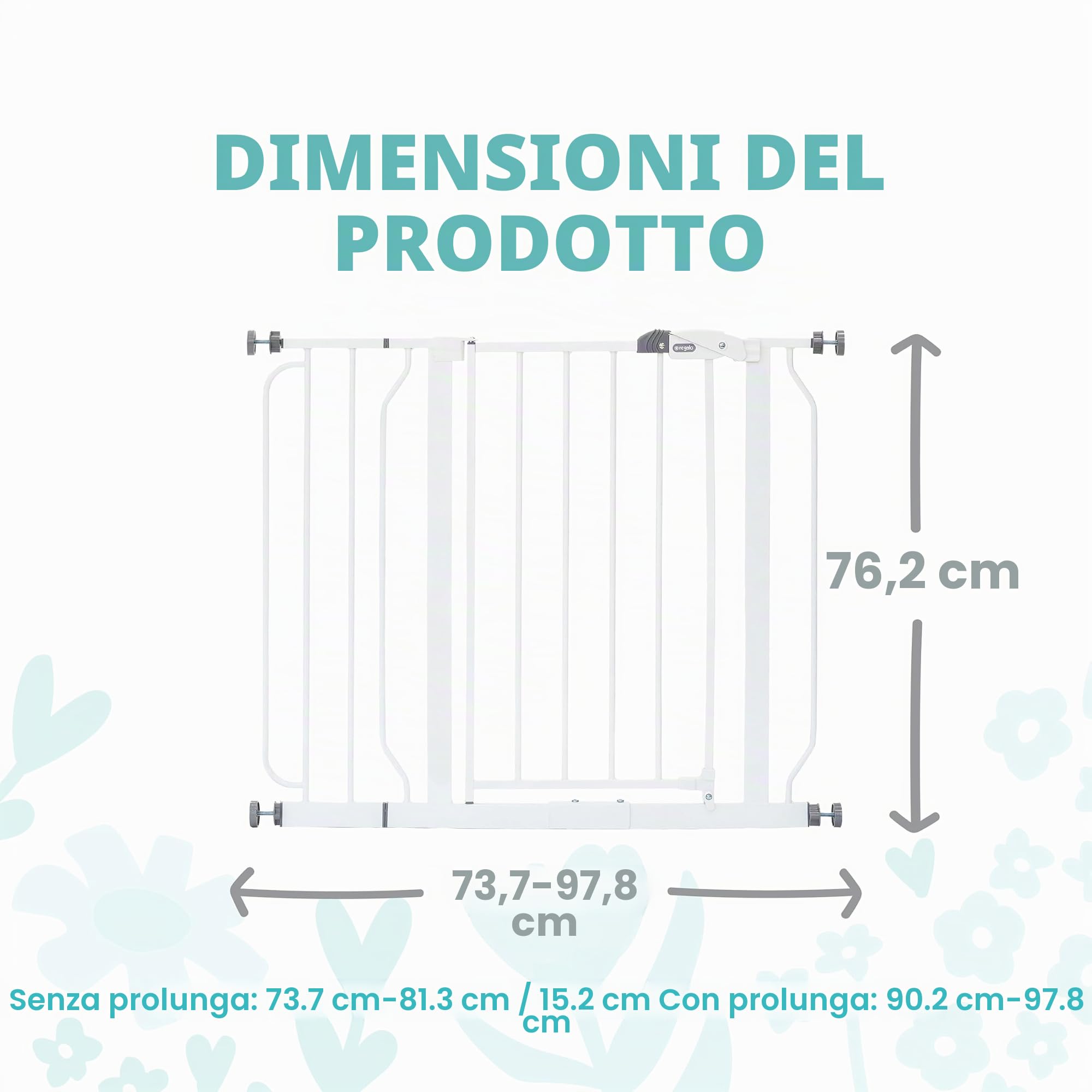 Regalo Cancello Walk Thru Easy Step, bianco, adatto a spazi tra 29" e 37,5" di larghezza e 30" di altezza