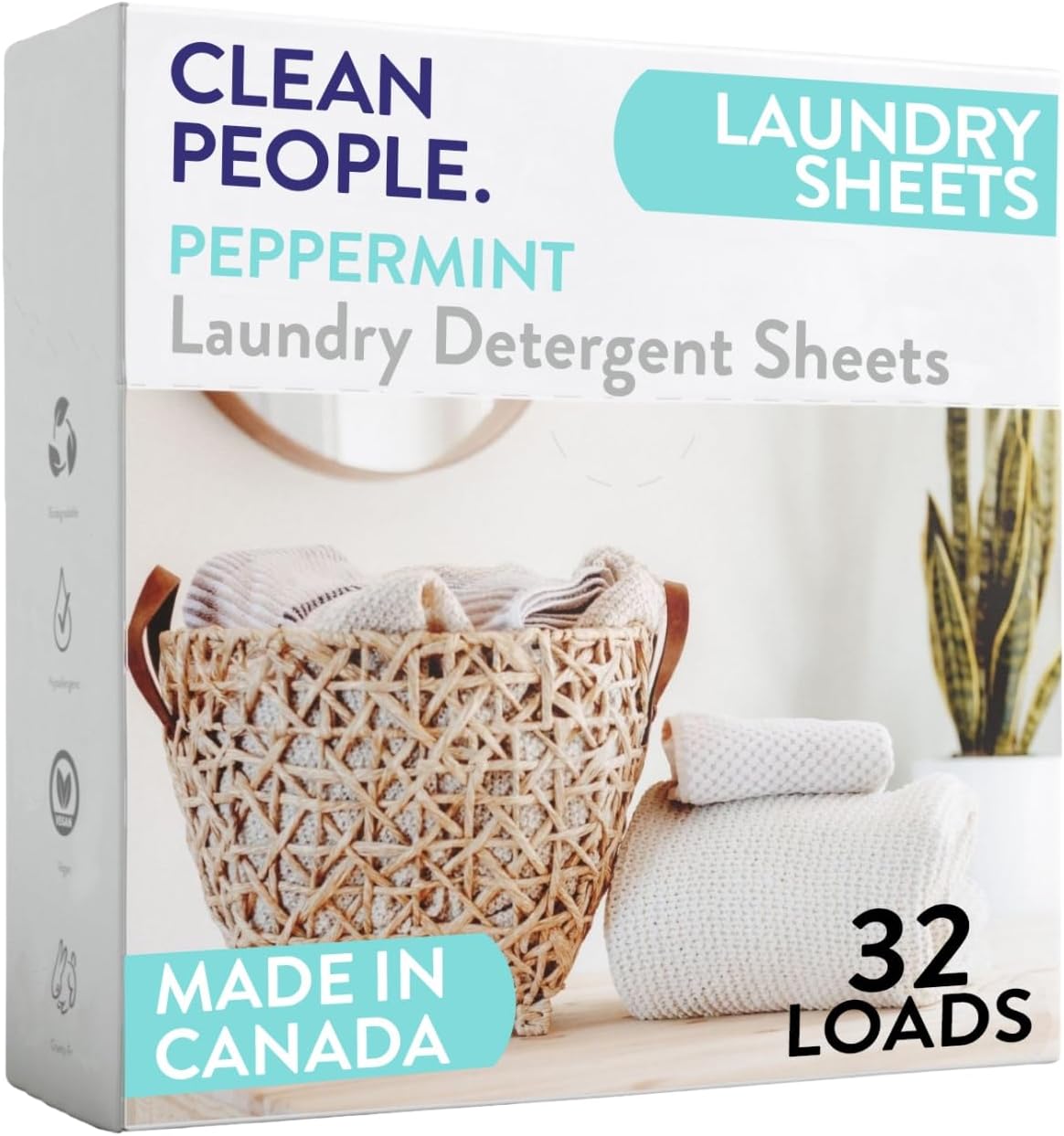 The Clean People Laundry Detergent Sheets - Laundry Soap - Ultra Concentrated, Recyclable Packaging, Stain Fighting - Peppermint, 32 Pack The Clean People Laundry Detergent Sheets - Laundry Soap - Ultra Concentrated, Recyclable Packaging, Stain Fighting - Peppermint, 32 Pack